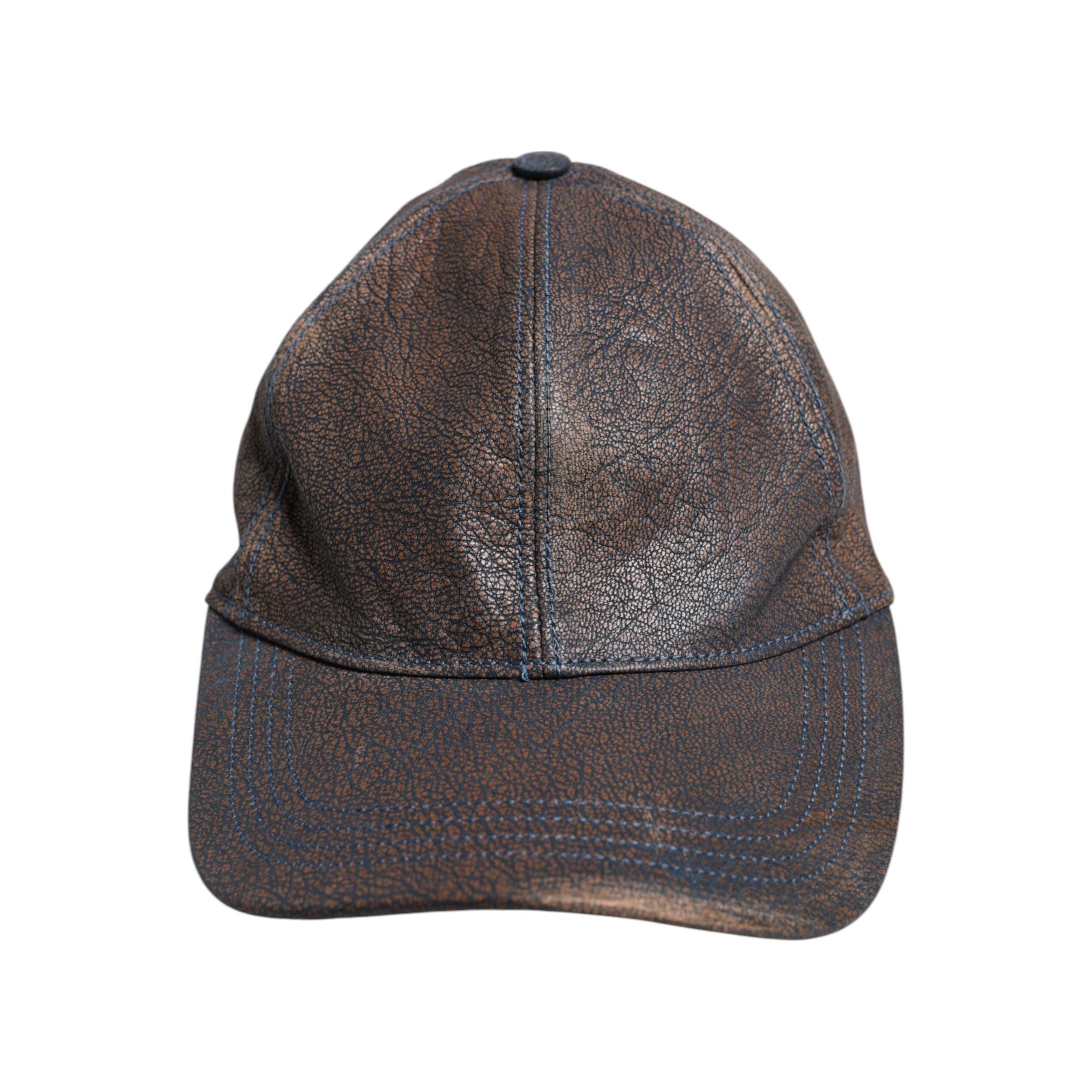 Dolce & Gabbana Brown Goatskin Leather Baseball Cap