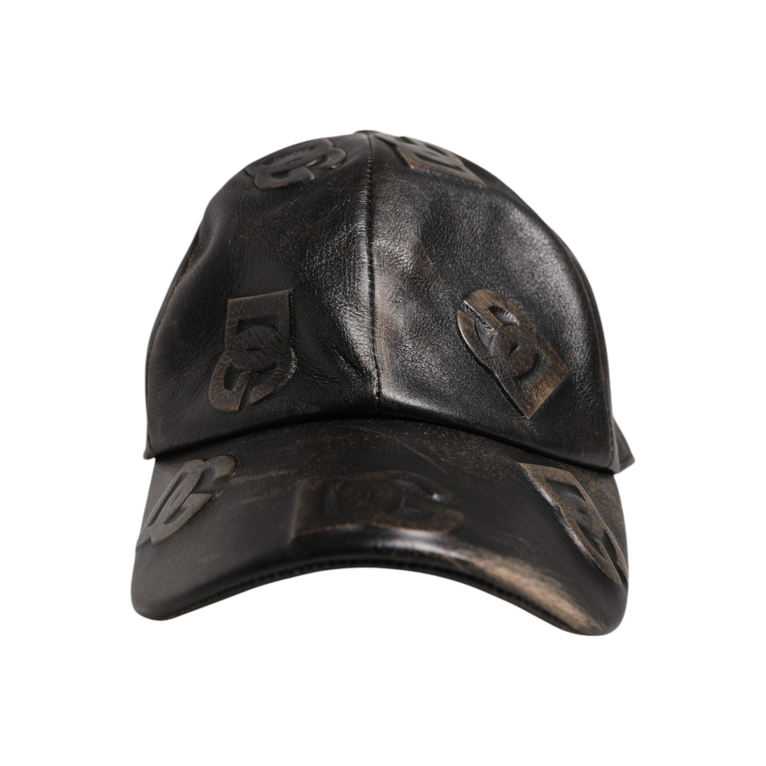Dolce & Gabbana Brown Leather Logo Monogram Baseball Cap