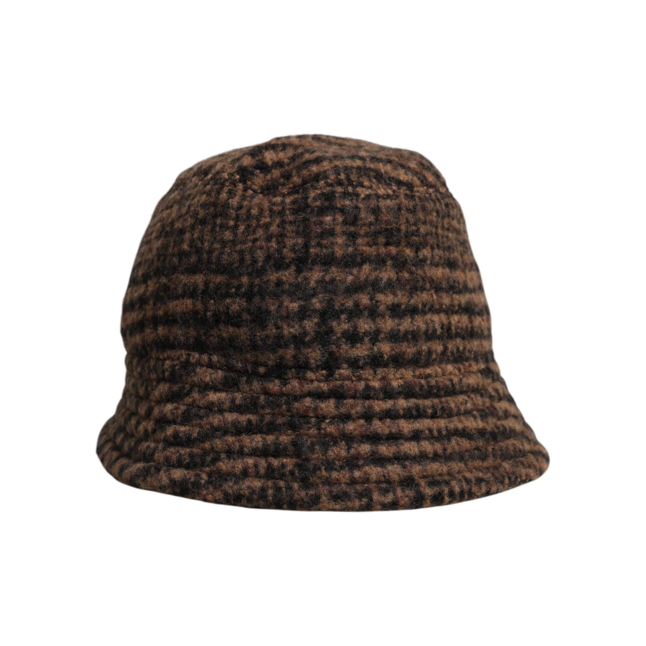 Dolce & Gabbana Brown Houndstooth Wool Woven Bucket Hat