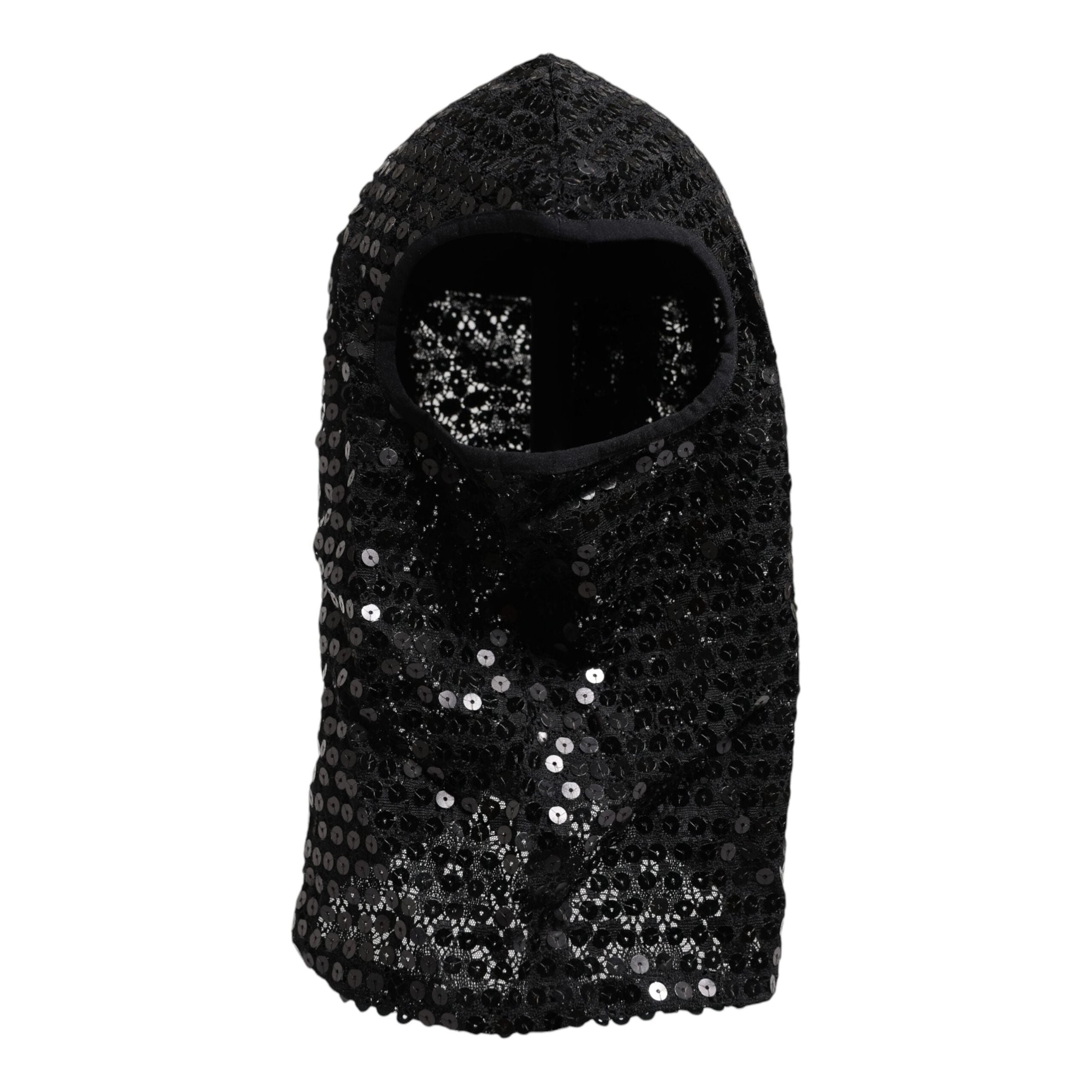 Dolce & Gabbana Black Sequined Nylon Ski Mask Balaclava Hat