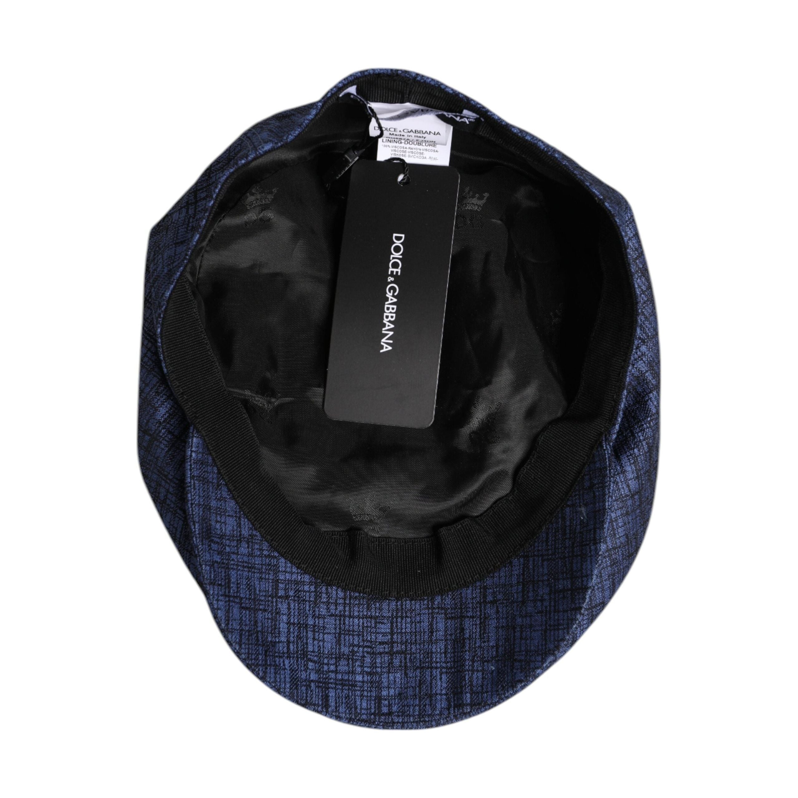 Dolce & Gabbana Blue Cotton Stretch Newsboy Hat Elegance