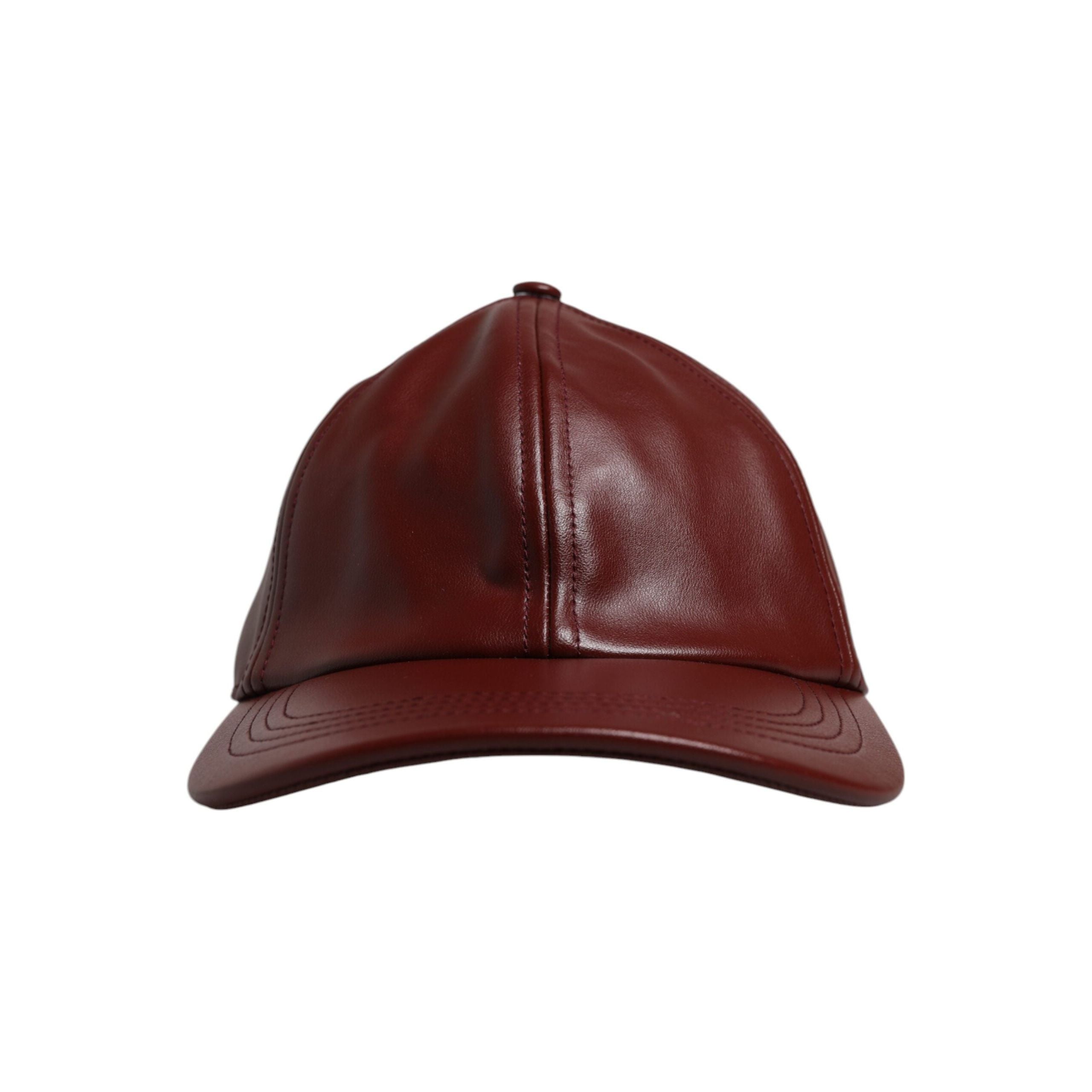 Dolce & Gabbana Maroon Leather 6 Panels Baseball Cap