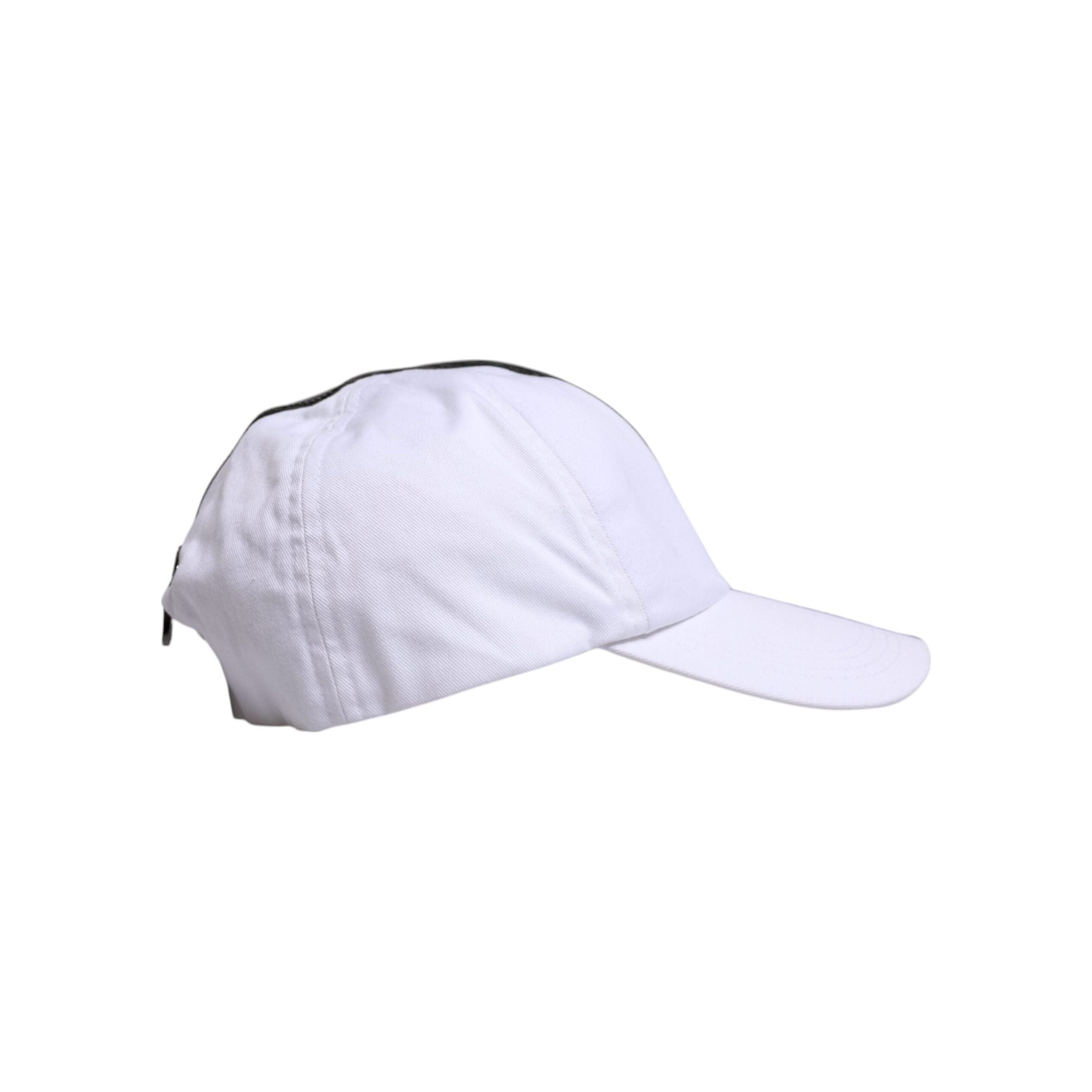 Dolce & Gabbana White Black Cotton Zip Baseball Cap