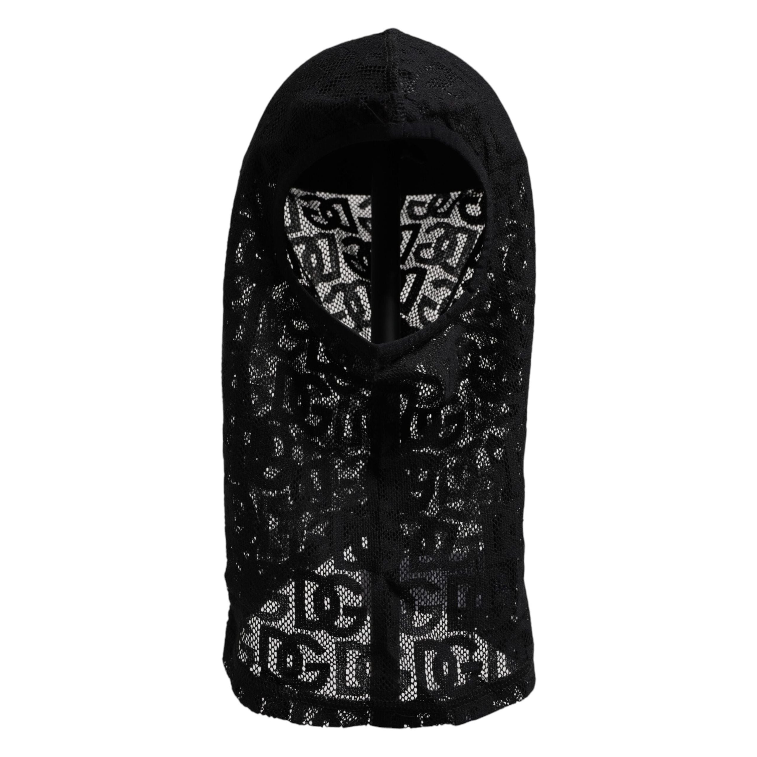 Dolce & Gabbana Black Logo Mesh Cotton Ski Mask Balaclava Hat