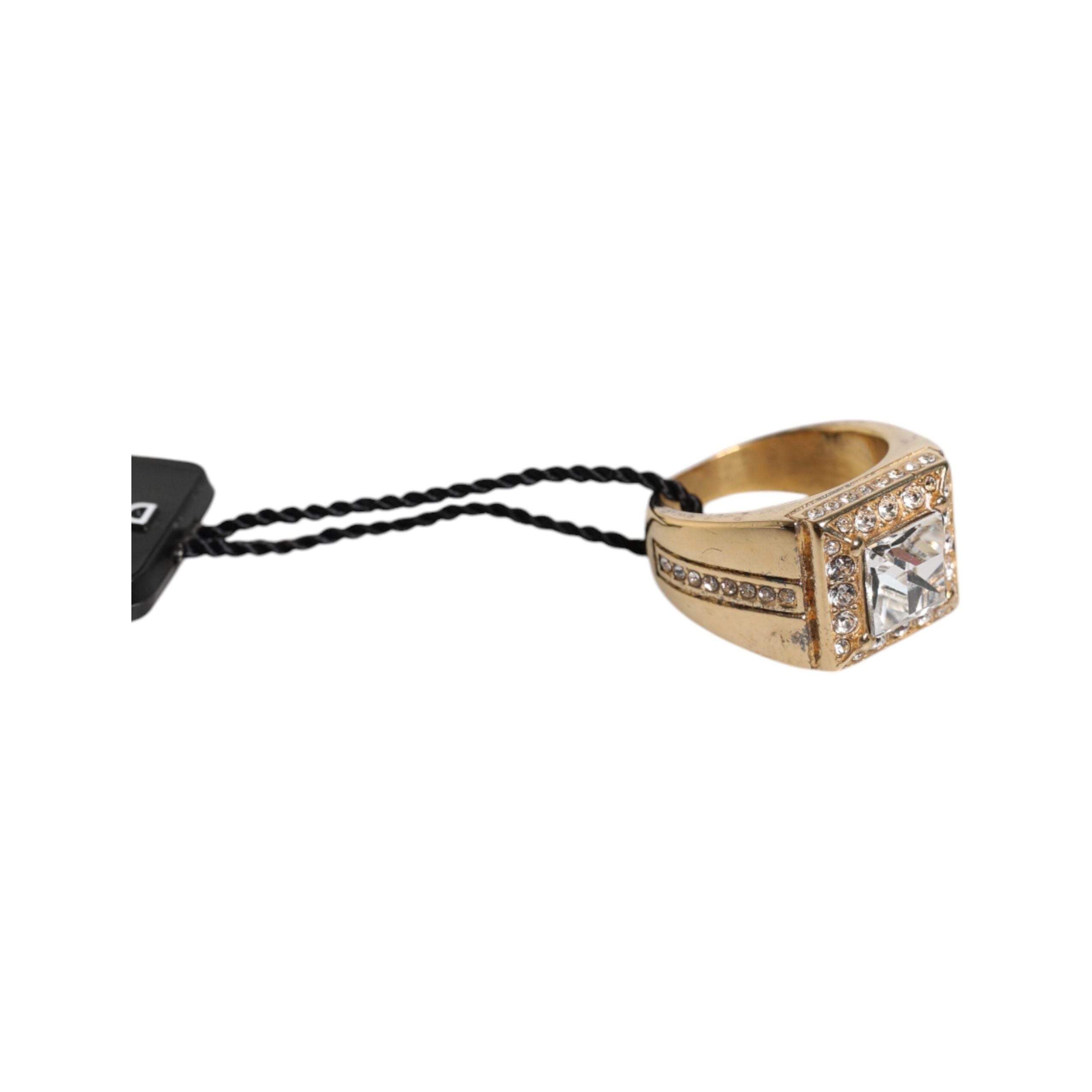 Dolce & Gabbana Gold Tone Sterling Silver 925 Crystals Ring