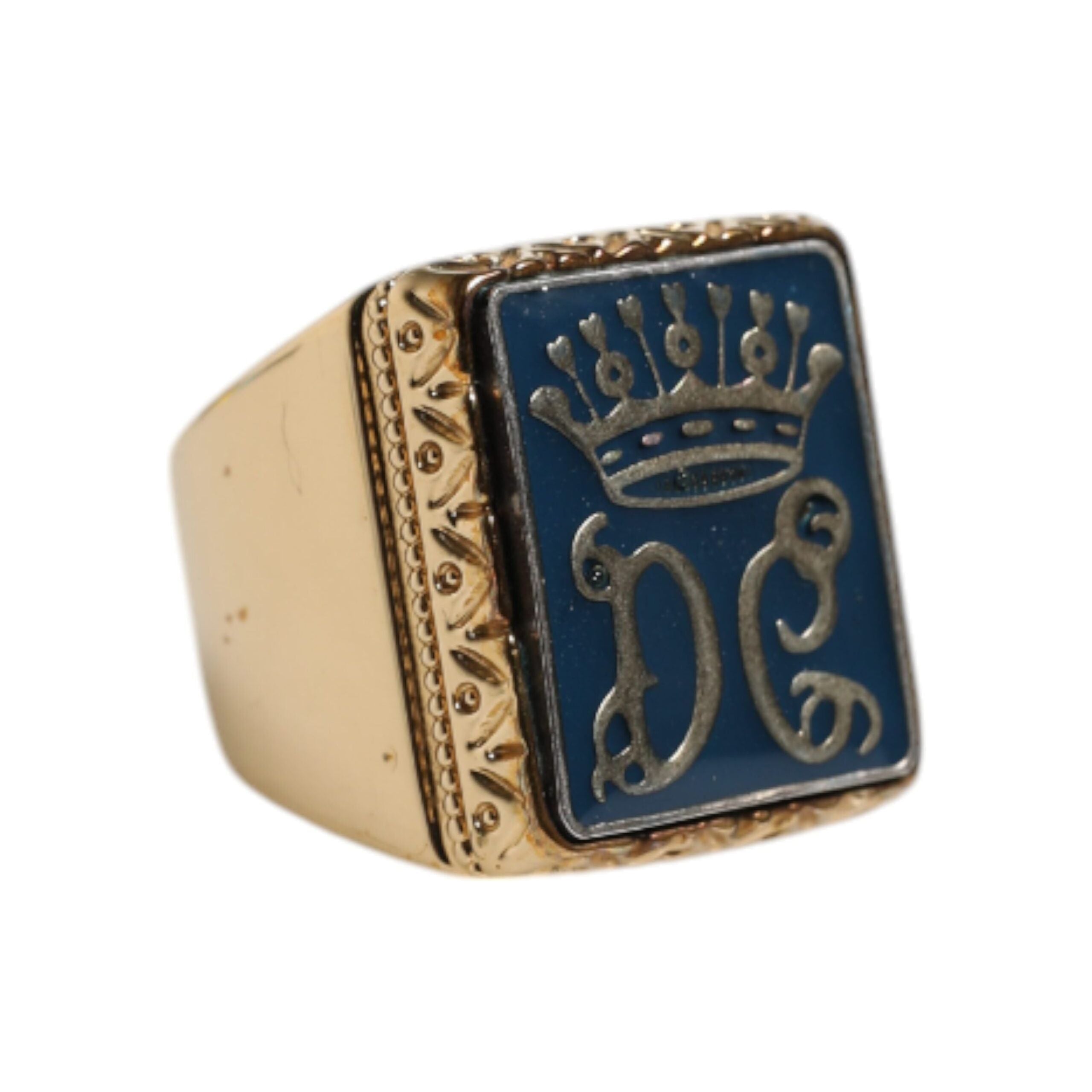 Dolce & Gabbana Gold Tone Sterling Silver 925 DG Crown Ring
