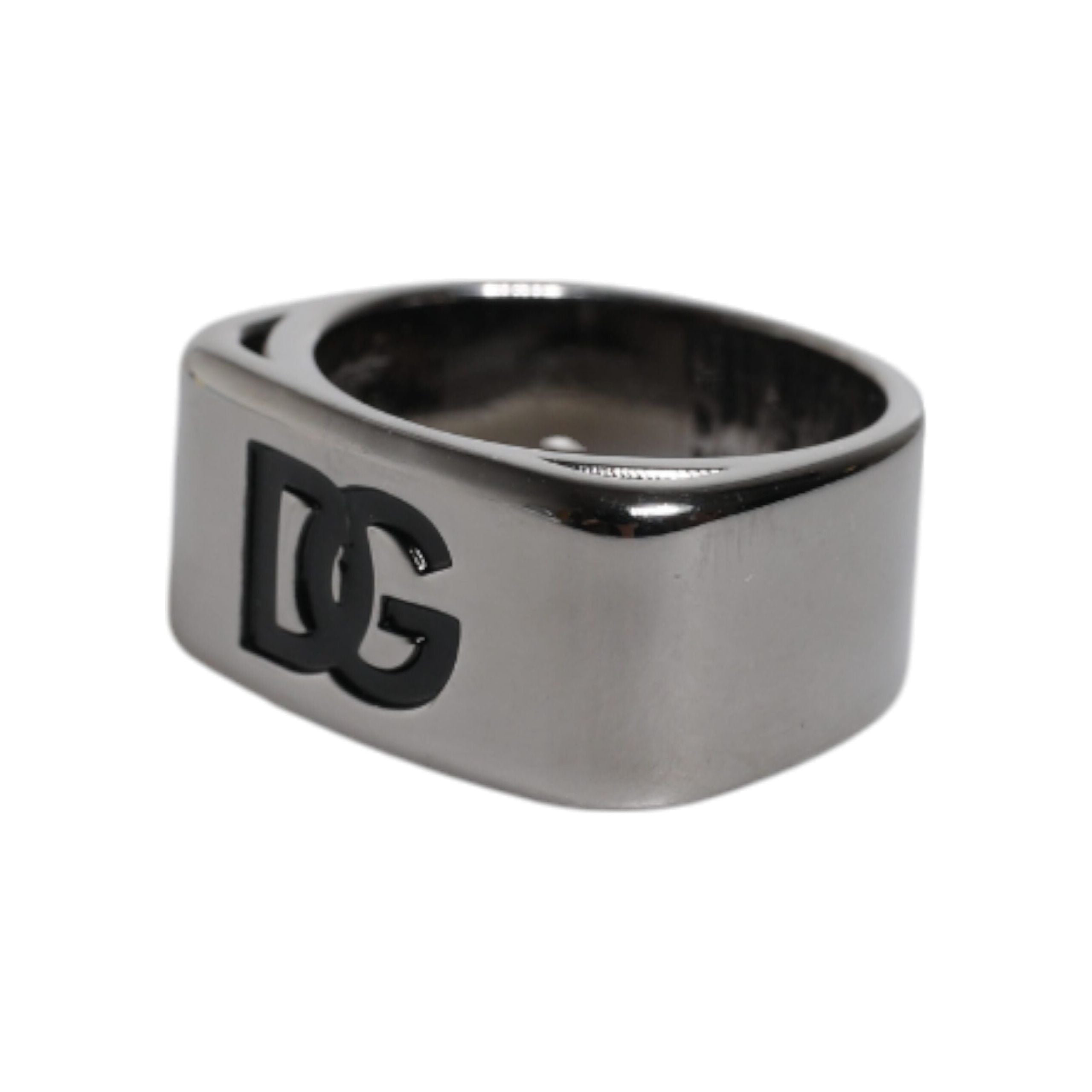 Dolce & Gabbana Silver Tone Brass Anello DG Logo Ring