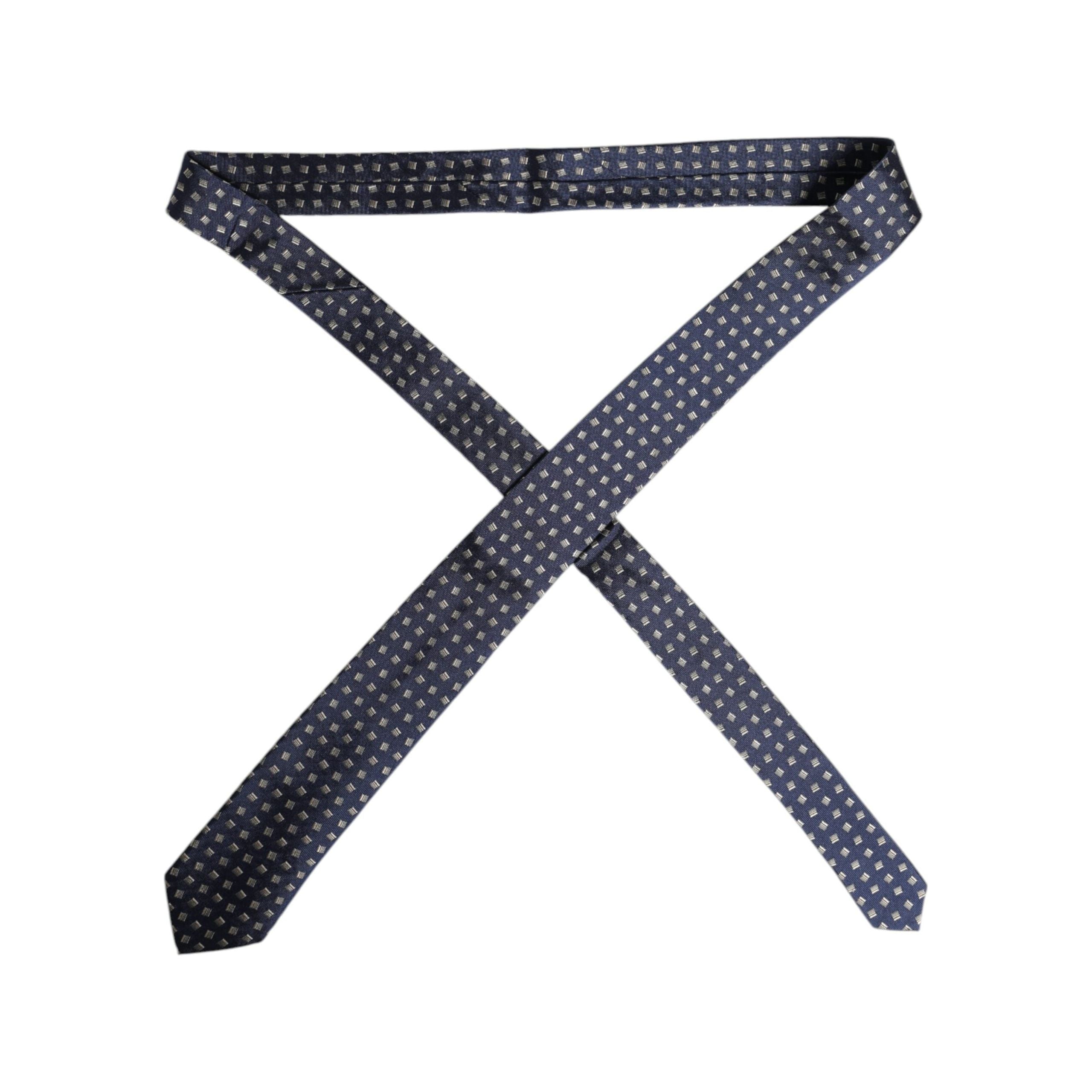 Dolce & Gabbana Blue Patterned Silk Adjustable Necktie Tie