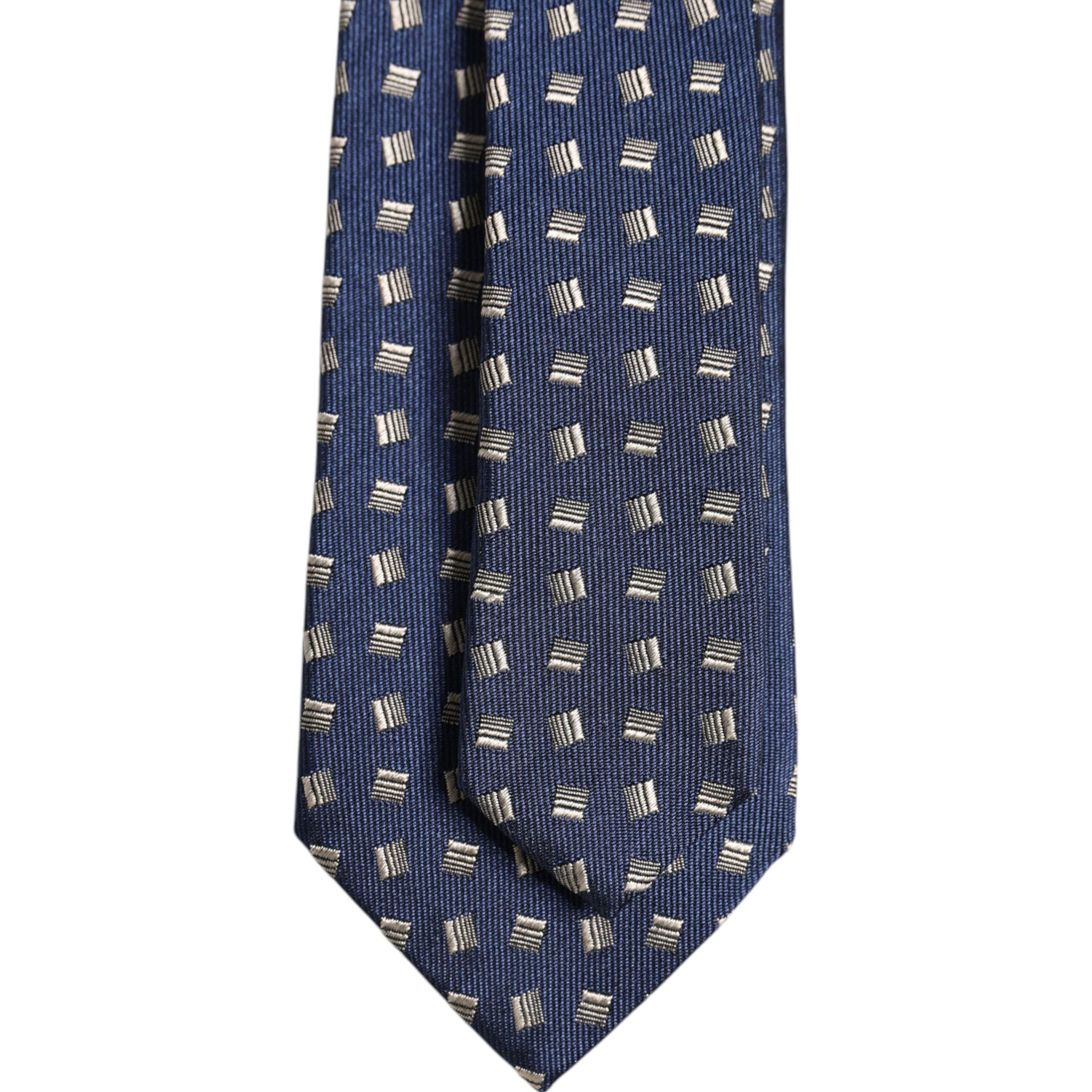 Dolce & Gabbana Blue Patterned Silk Adjustable Necktie Tie