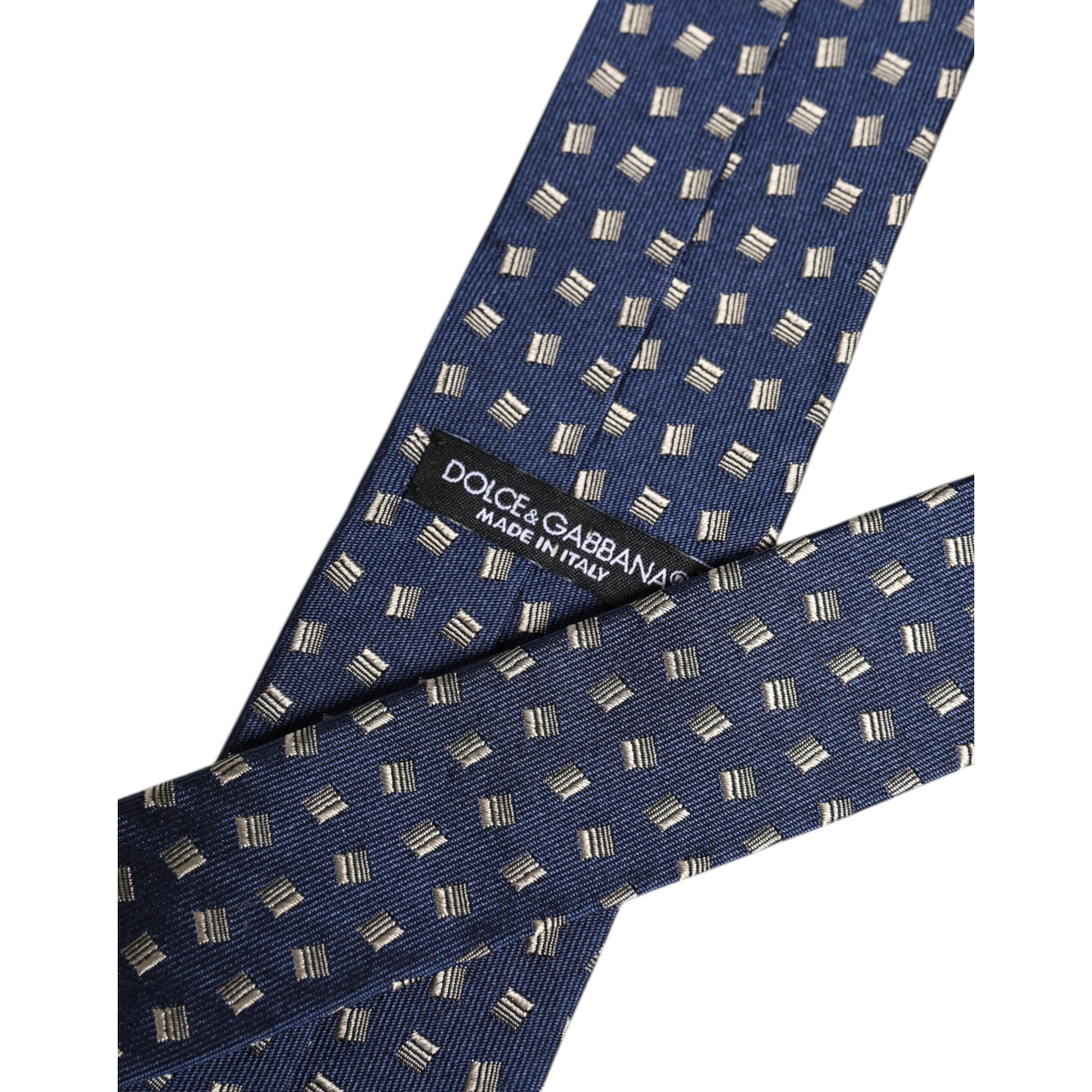 Dolce & Gabbana Blue Patterned Silk Adjustable Necktie Tie