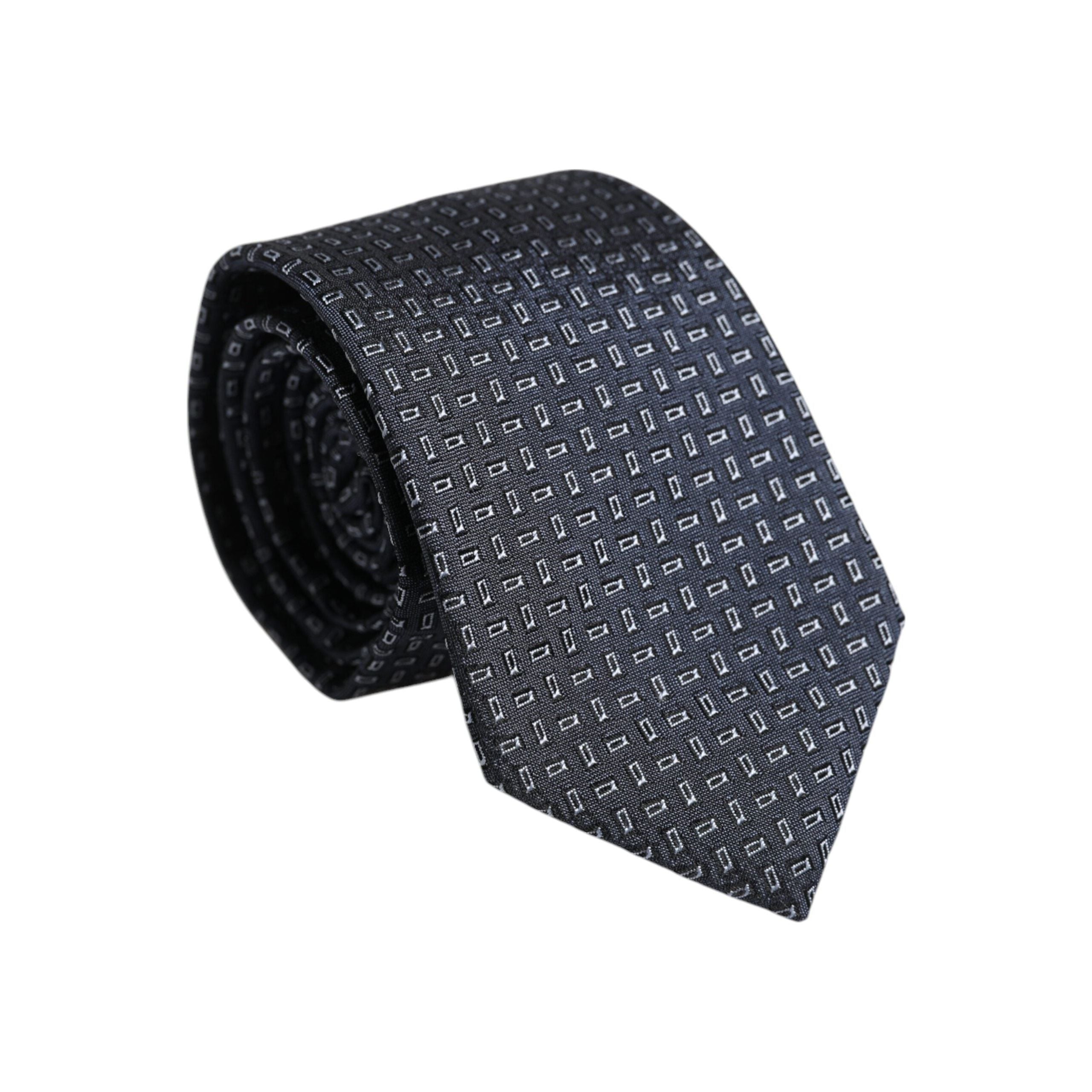 Dolce & Gabbana Dark Blue Patterned Silk Adjustable Tie