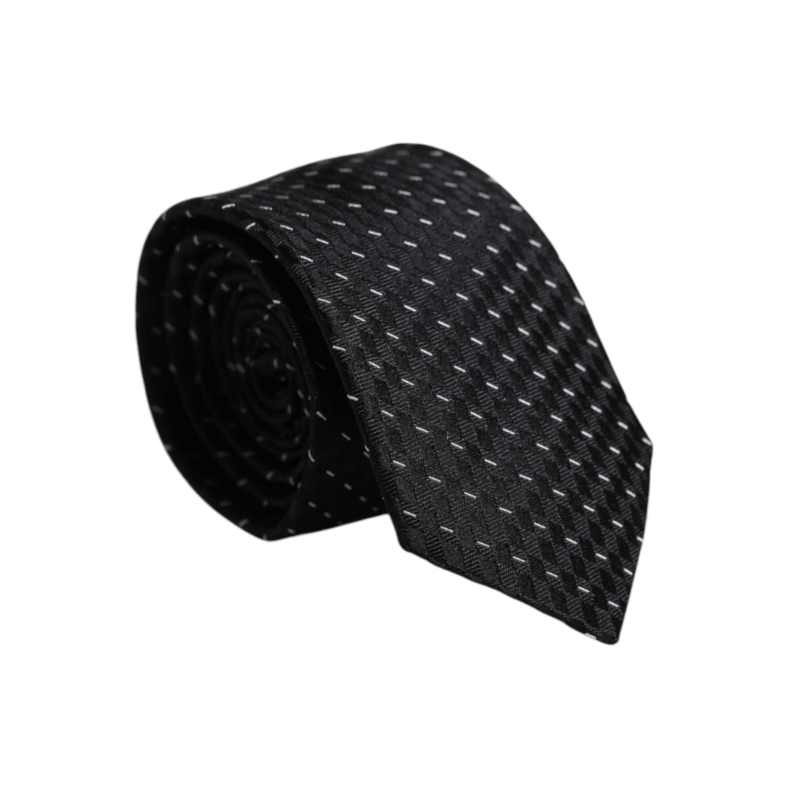 Dolce & Gabbana Black Patterned Silk Adjustable Necktie Tie