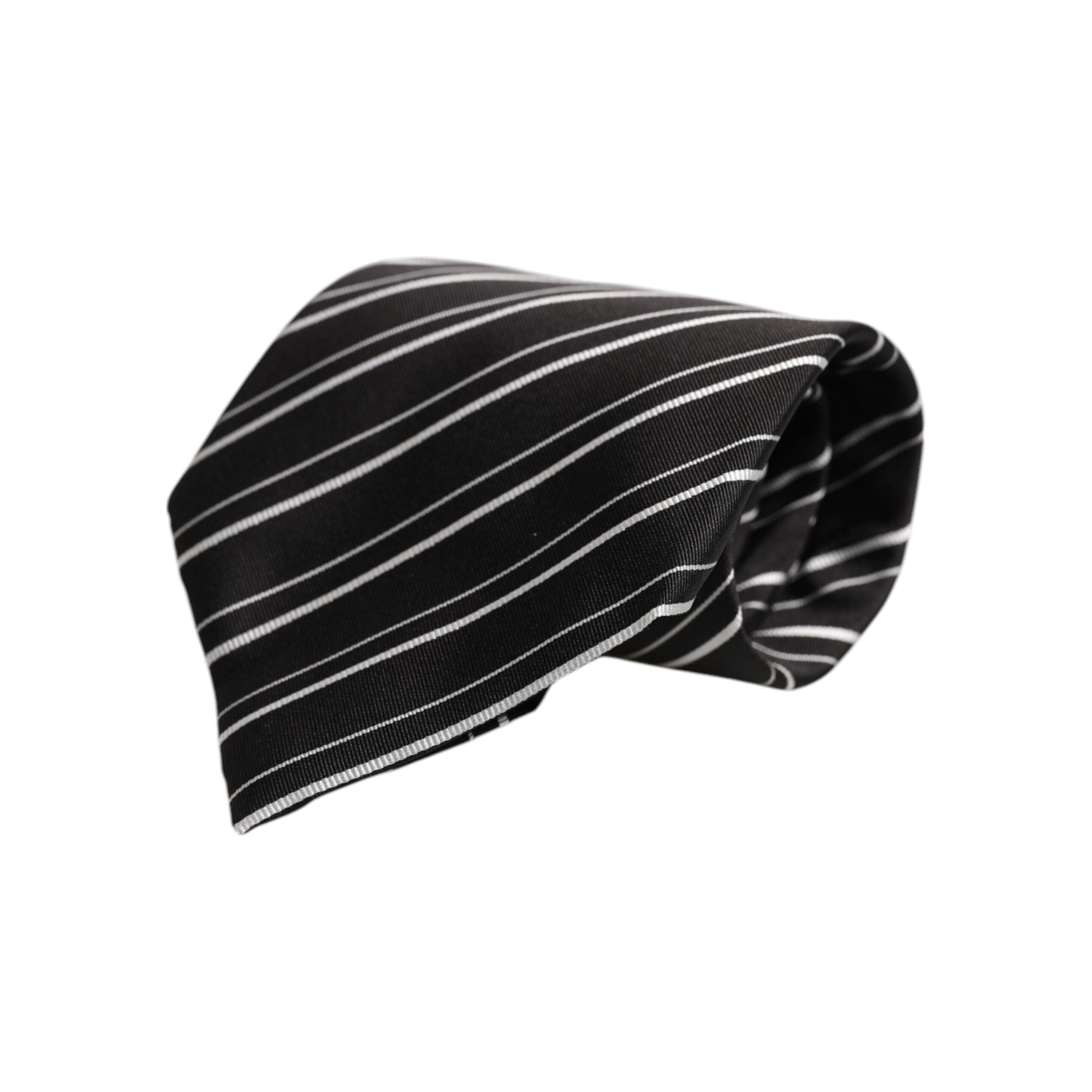 Dolce & Gabbana Black White Stripes Silk Necktie Tie
