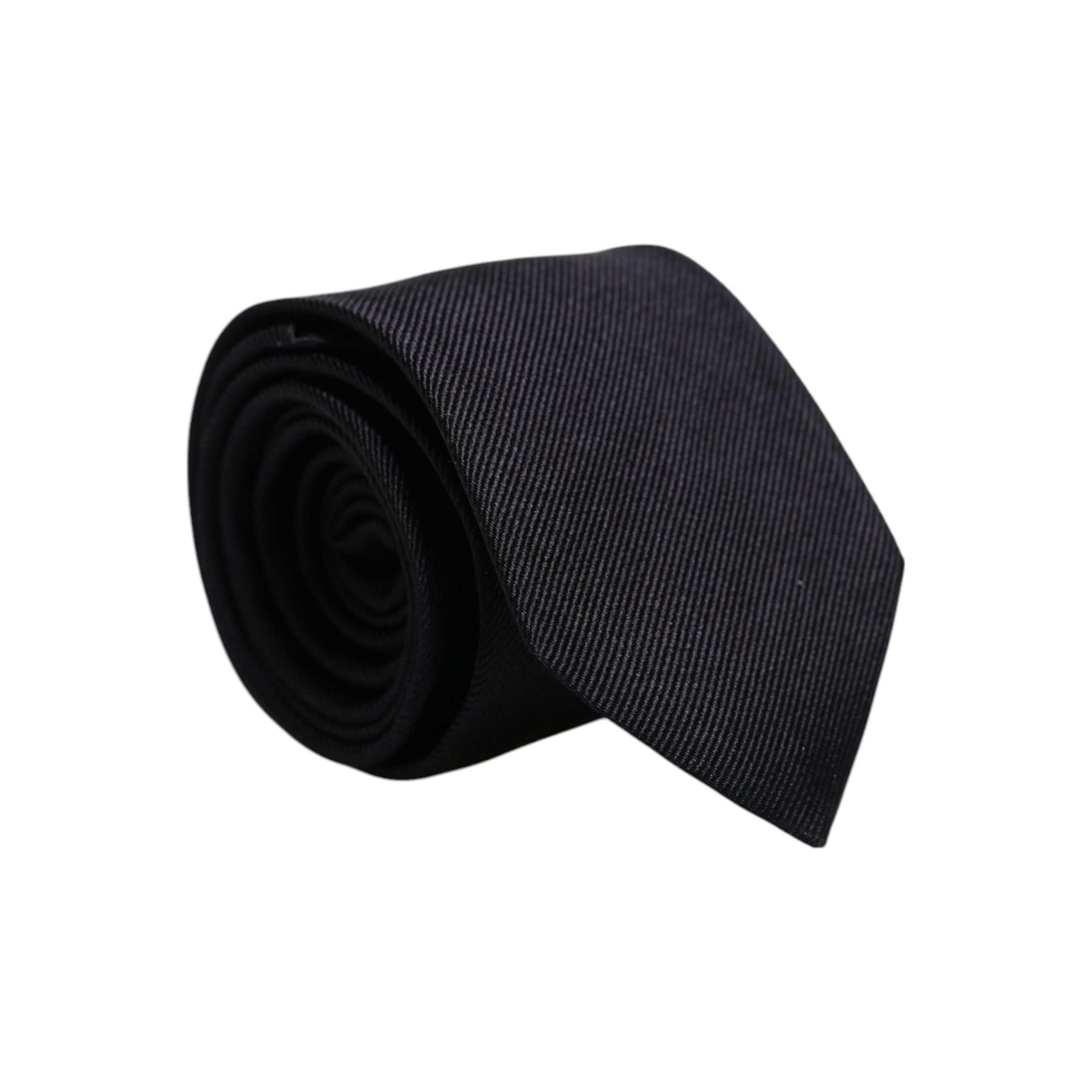 Dolce & Gabbana Black Solid Silk Adjustable Necktie Tie Couture