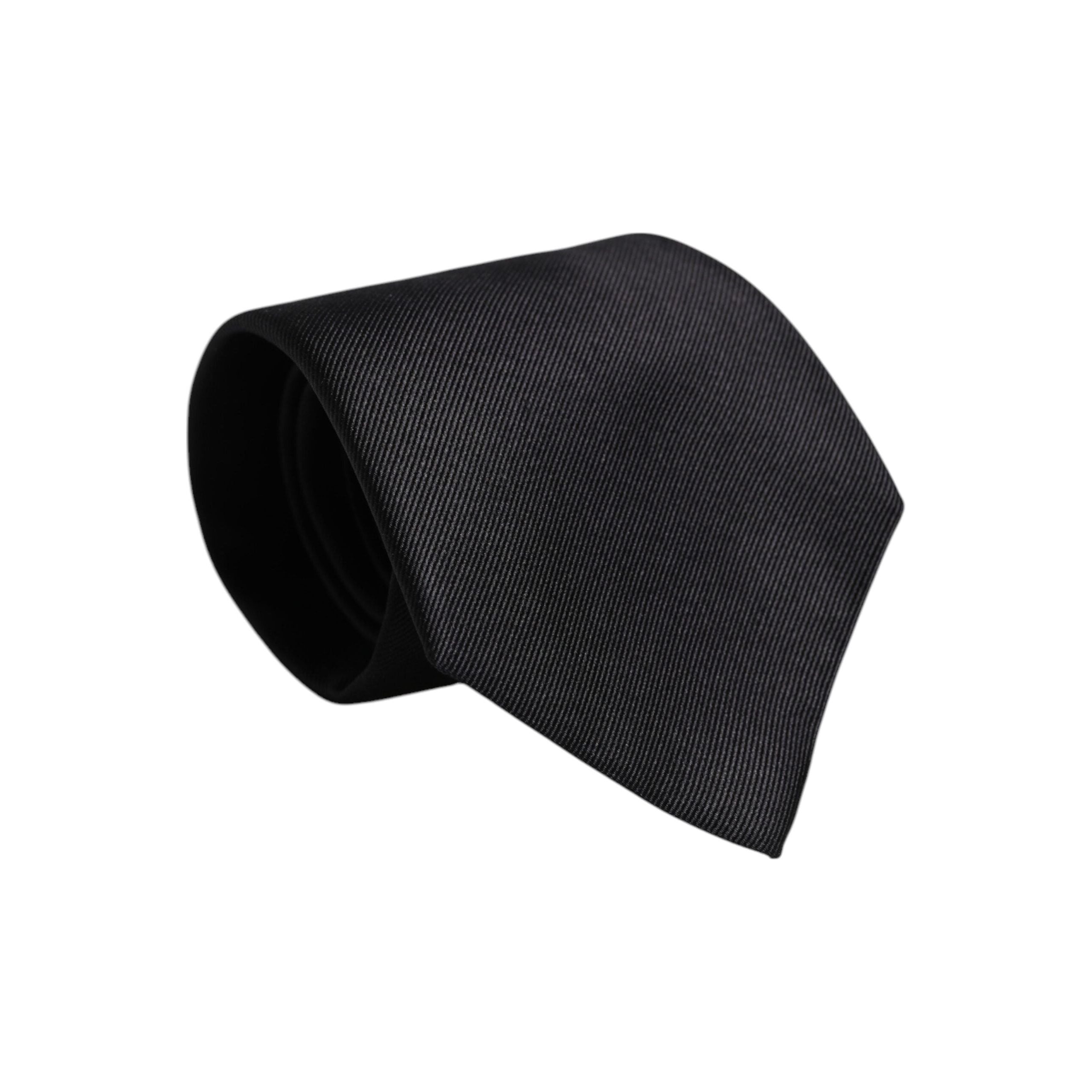 Dolce & Gabbana Black Solid Silk Adjustable Necktie Tie
