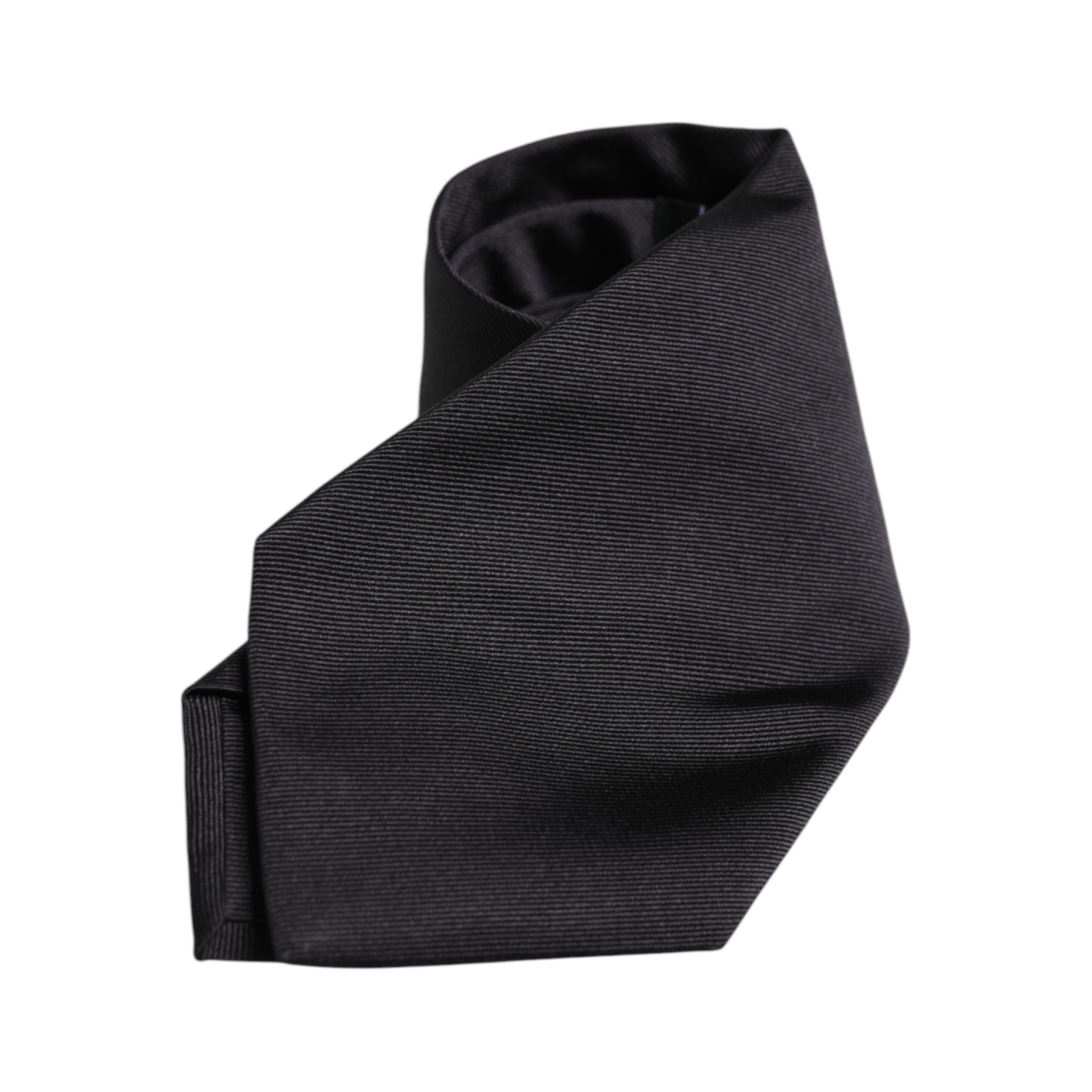 Dolce & Gabbana Black Solid Silk Adjustable Necktie Tie