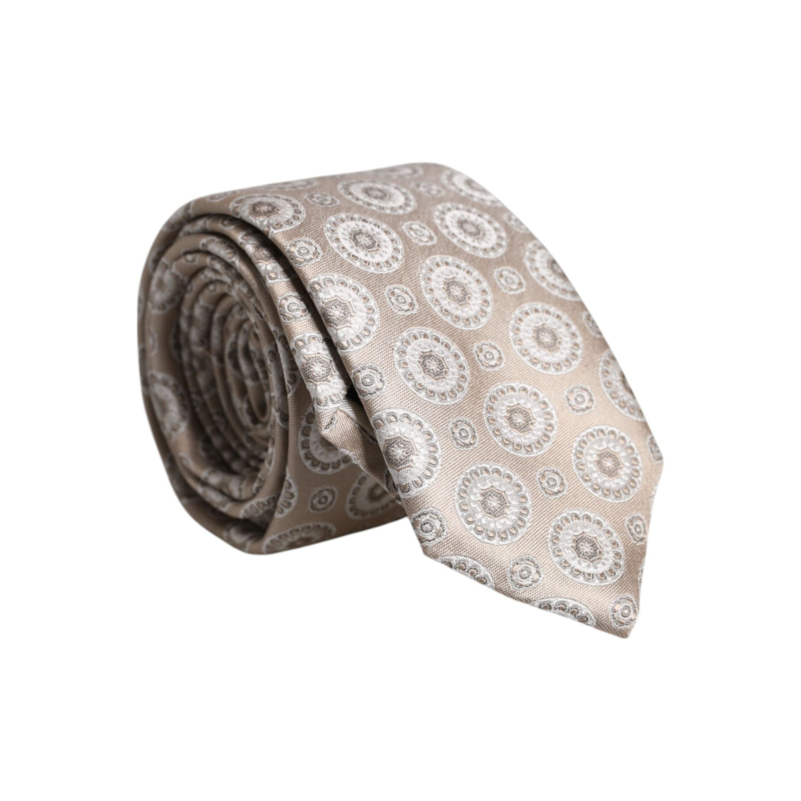 Dolce & Gabbana Beige Silk Foulard Print Adjustable Necktie