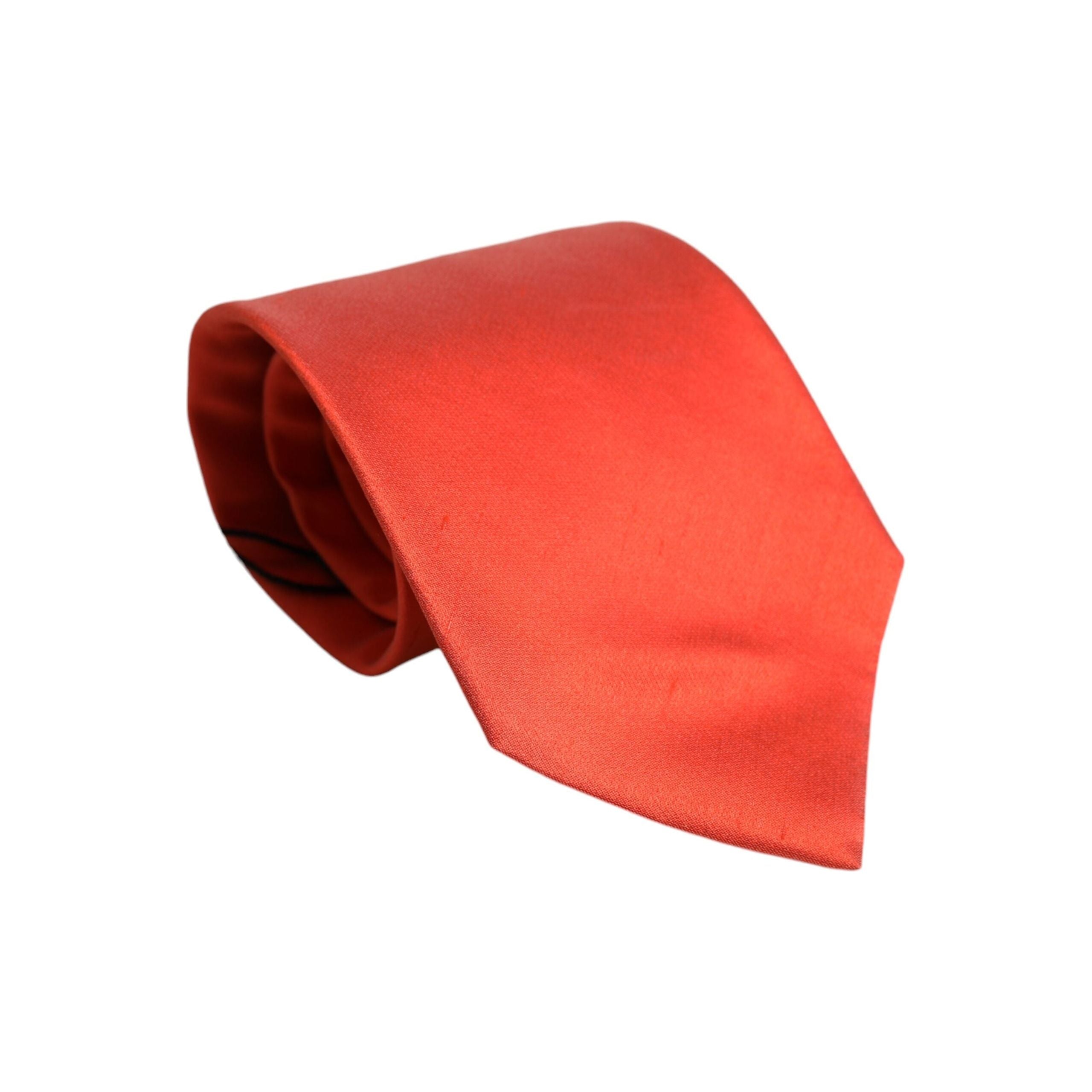 Dolce & Gabbana Orange Solid Silk Adjustable Necktie Tie