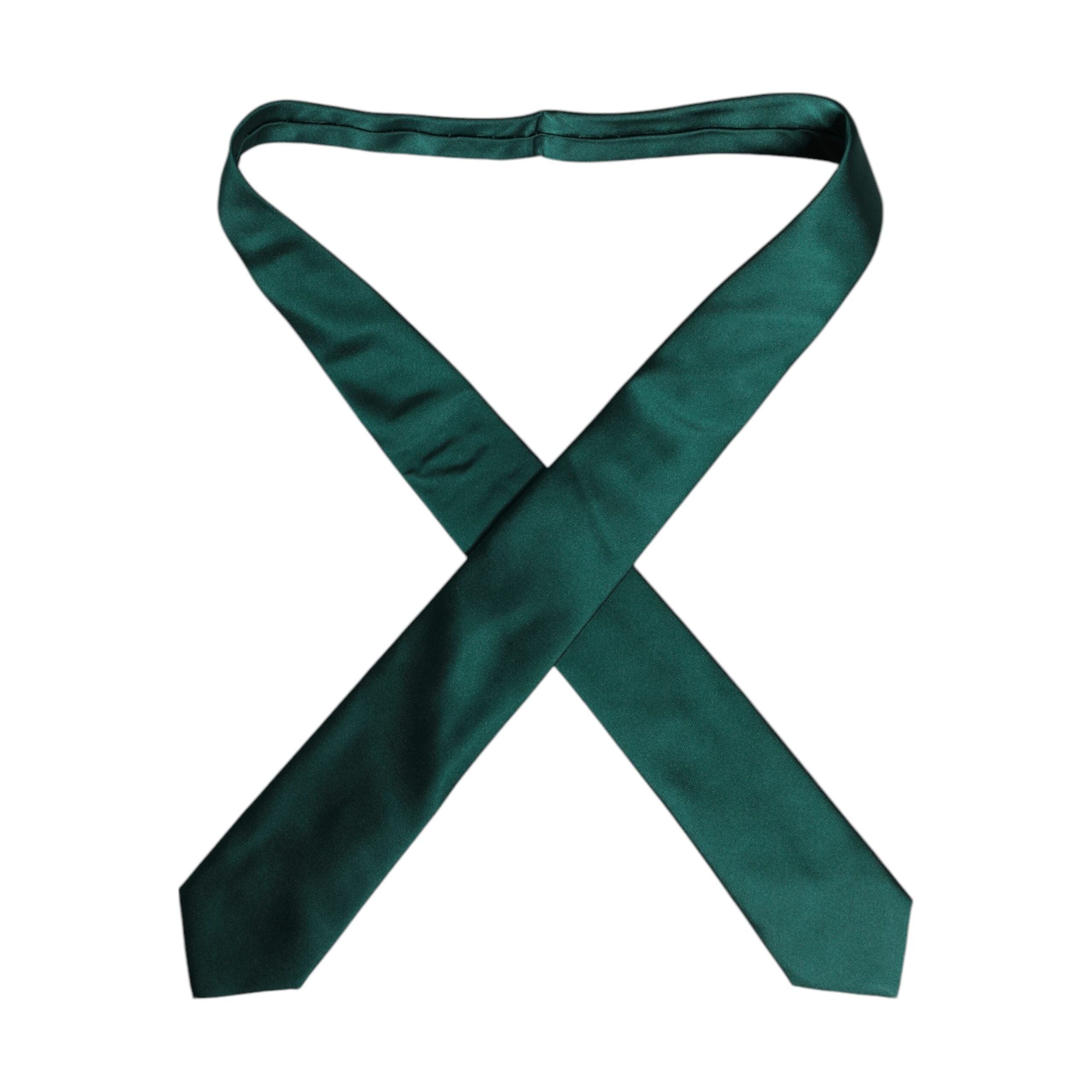 Dolce & Gabbana Green Solid Cotton Adjustable Necktie Tie