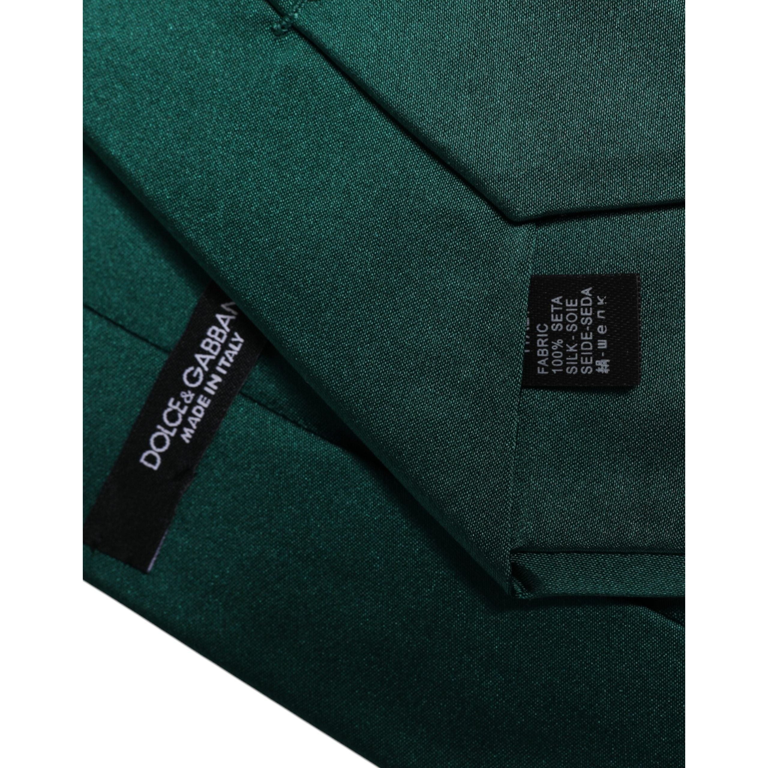 Dolce & Gabbana Green Solid Cotton Adjustable Necktie Tie