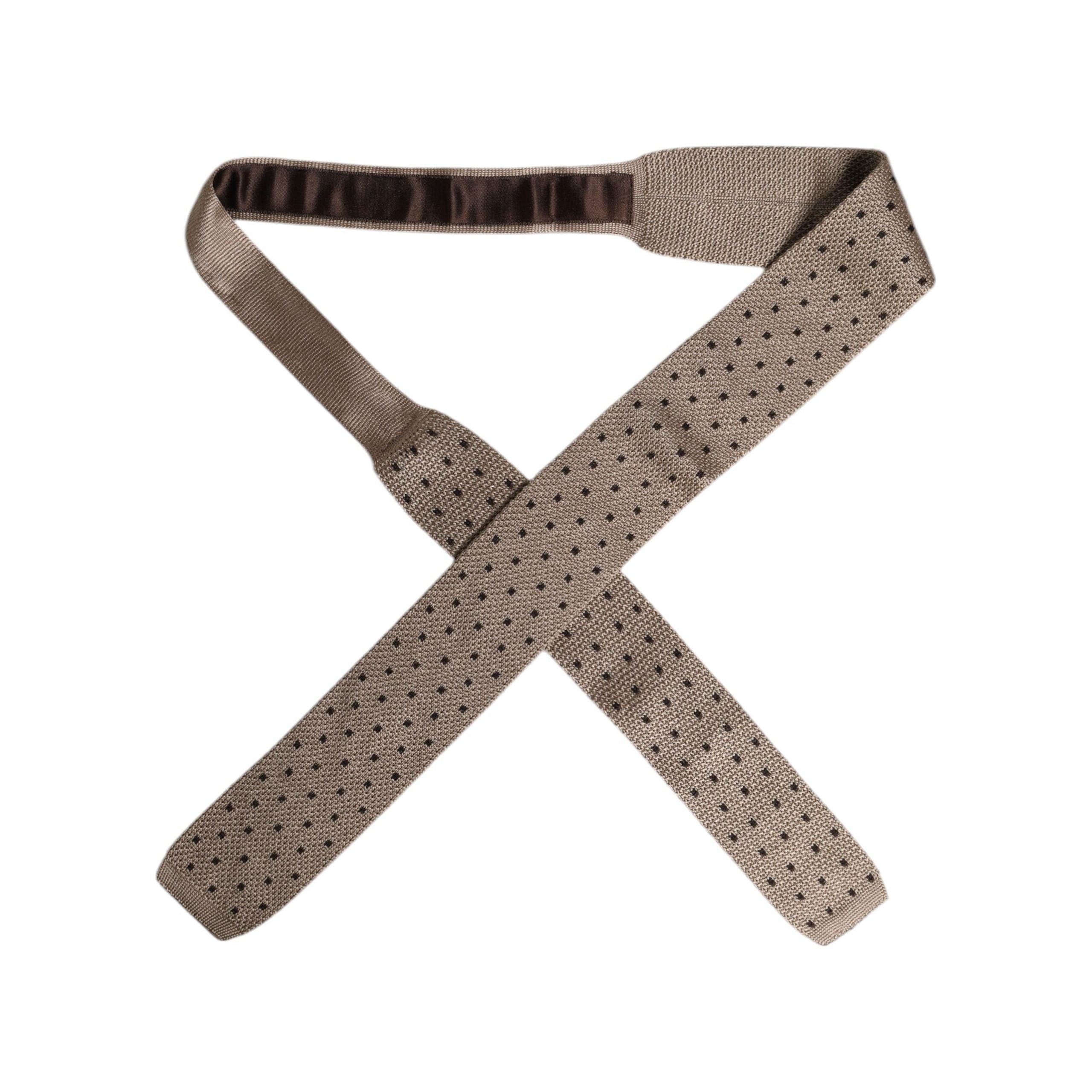 Dolce & Gabbana Beige Polka Dot Silk Adjustable Necktie Tie