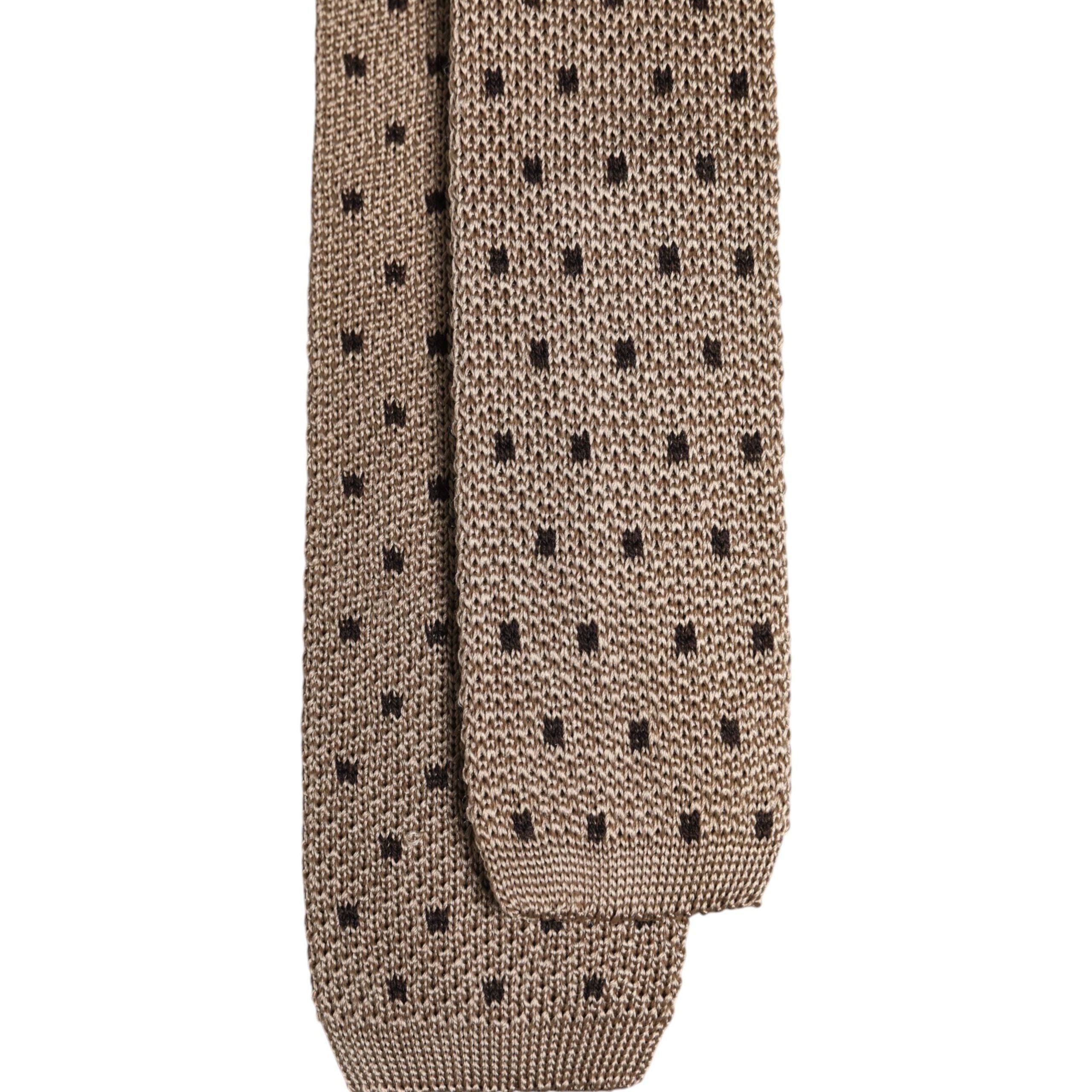 Dolce & Gabbana Beige Polka Dot Silk Adjustable Necktie Tie