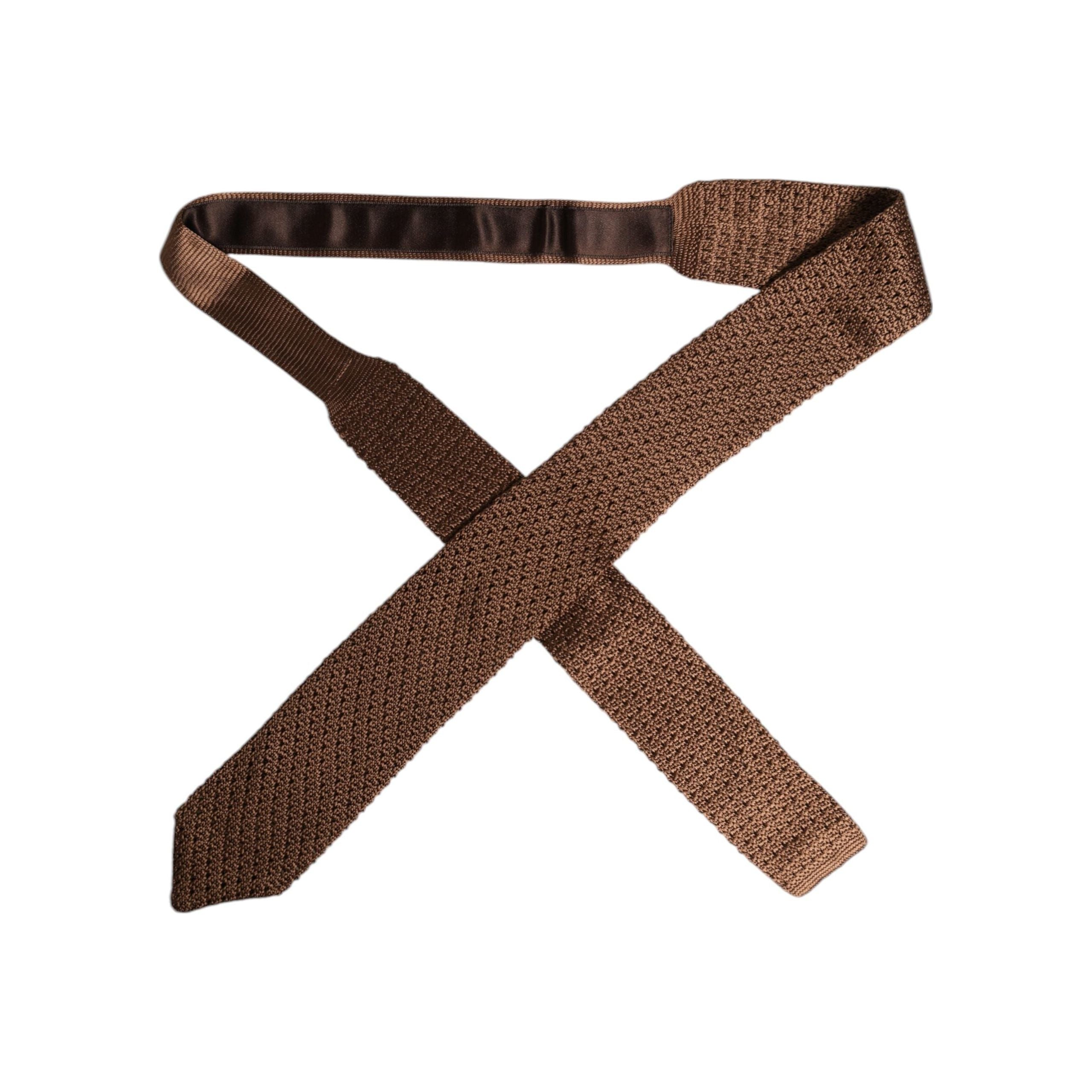 Dolce & Gabbana Brown Knitted Silk Adjustable Necktie Tie