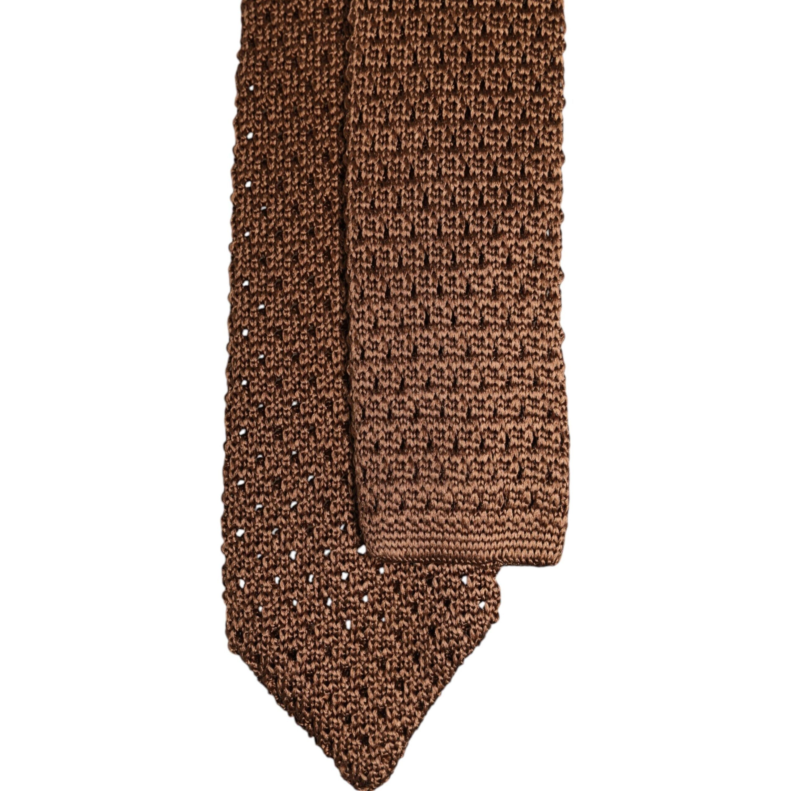 Dolce & Gabbana Brown Knitted Silk Adjustable Necktie Tie
