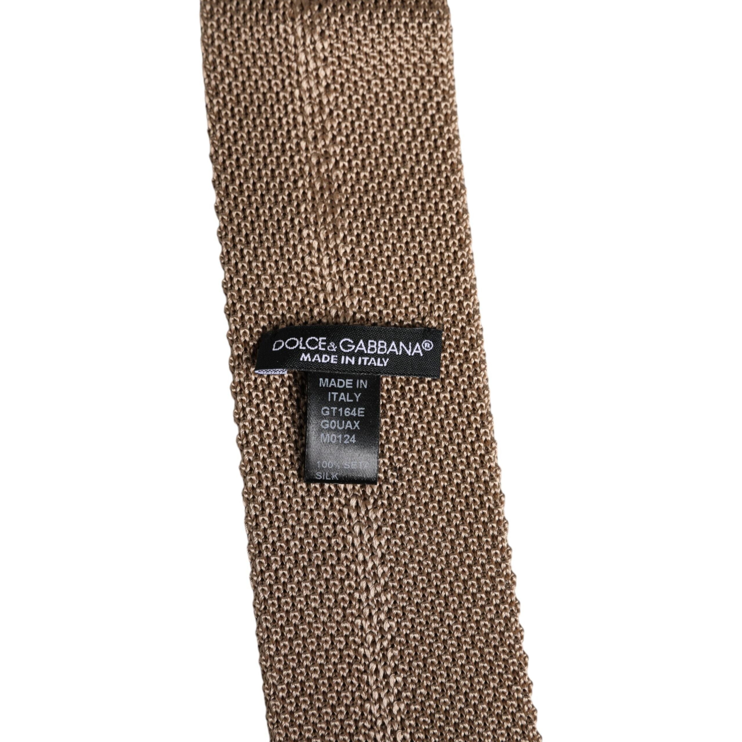 Dolce & Gabbana Brown Silk Adjustable Necktie Tie Elegance