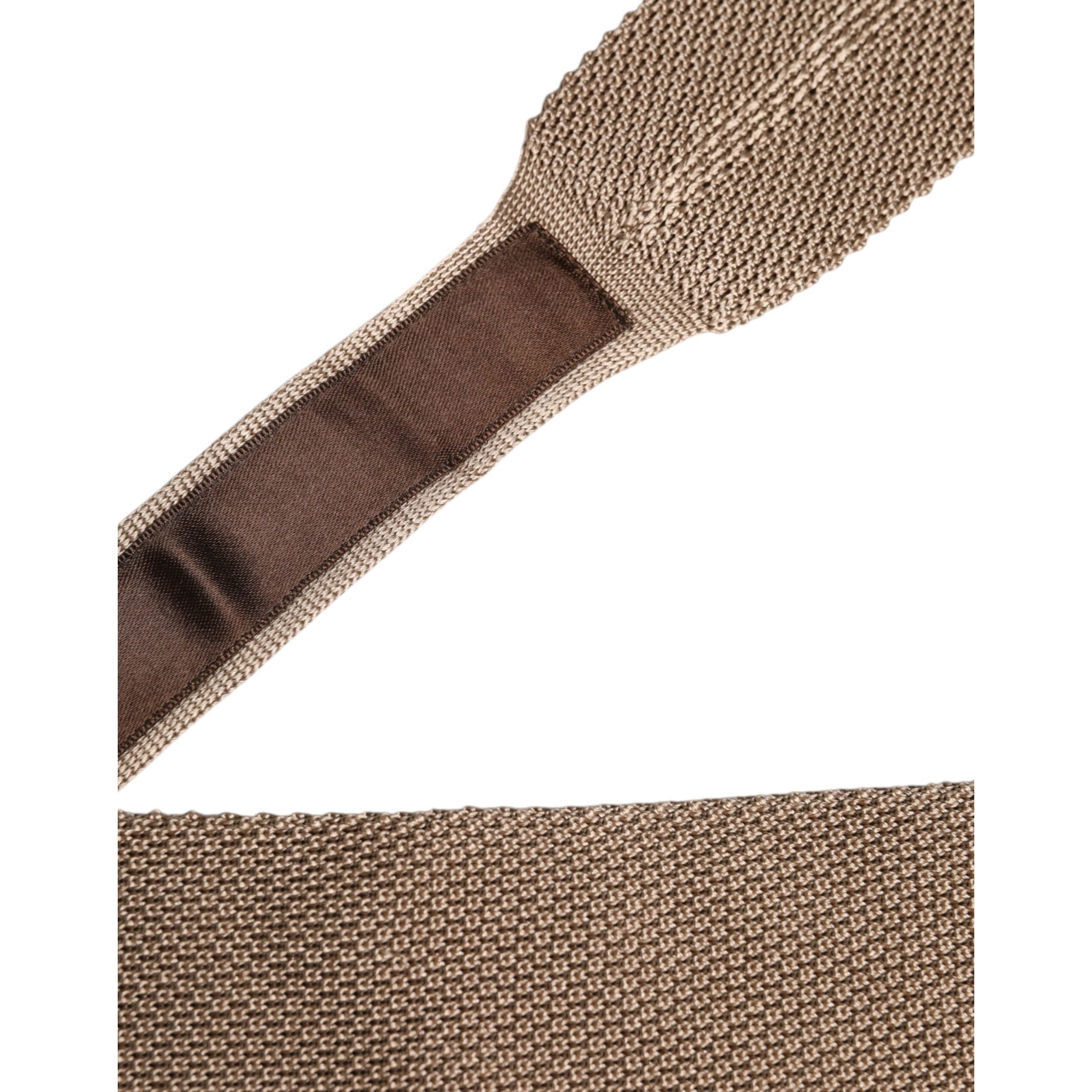 Dolce & Gabbana Brown Silk Adjustable Necktie Tie Elegance