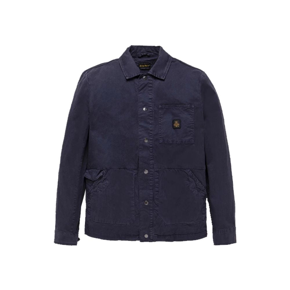 Refrigiwear Blue Cotton Jacket for Effortless Sophistication