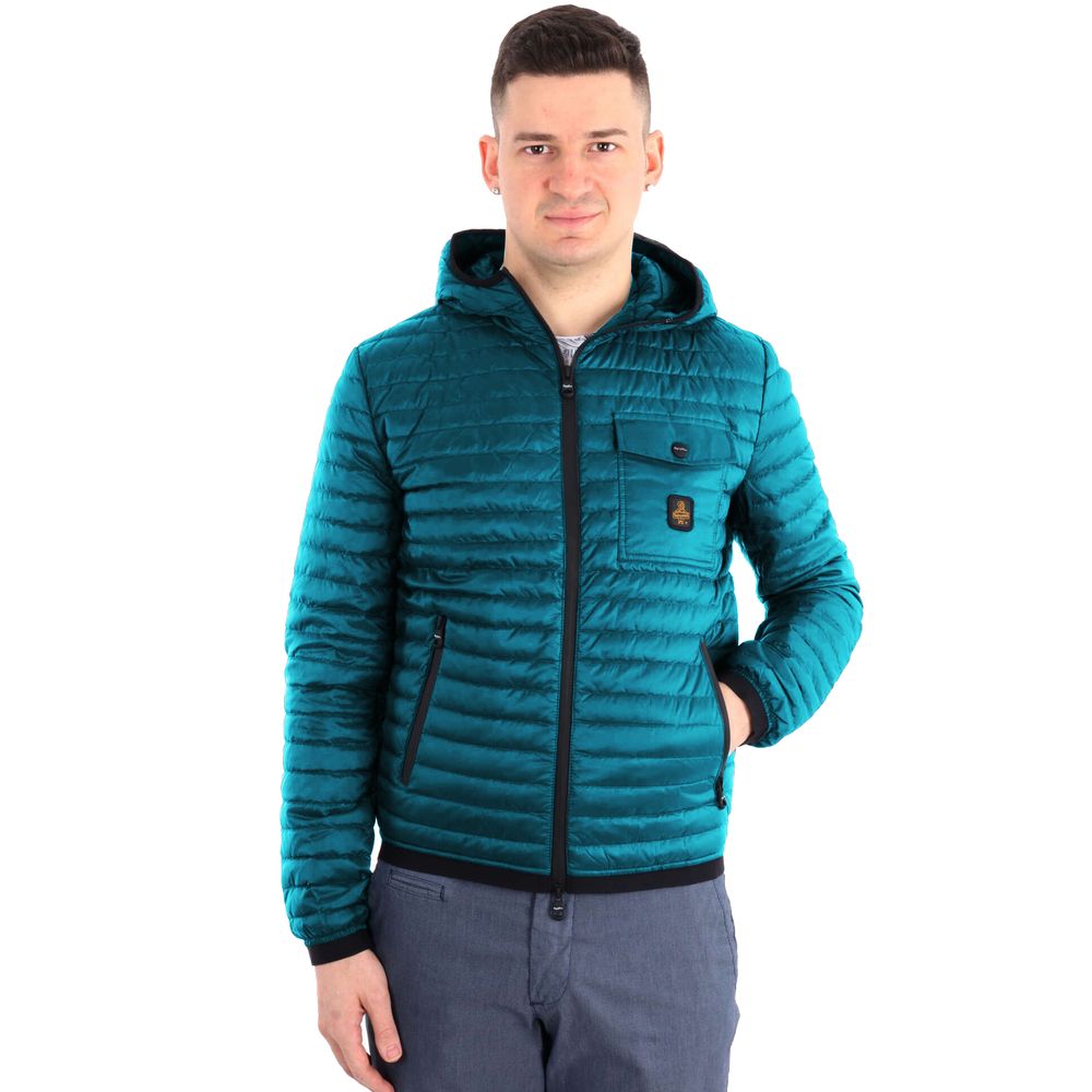 Refrigiwear Blue Nylon Jacket: Contemporary Elegance Redefined