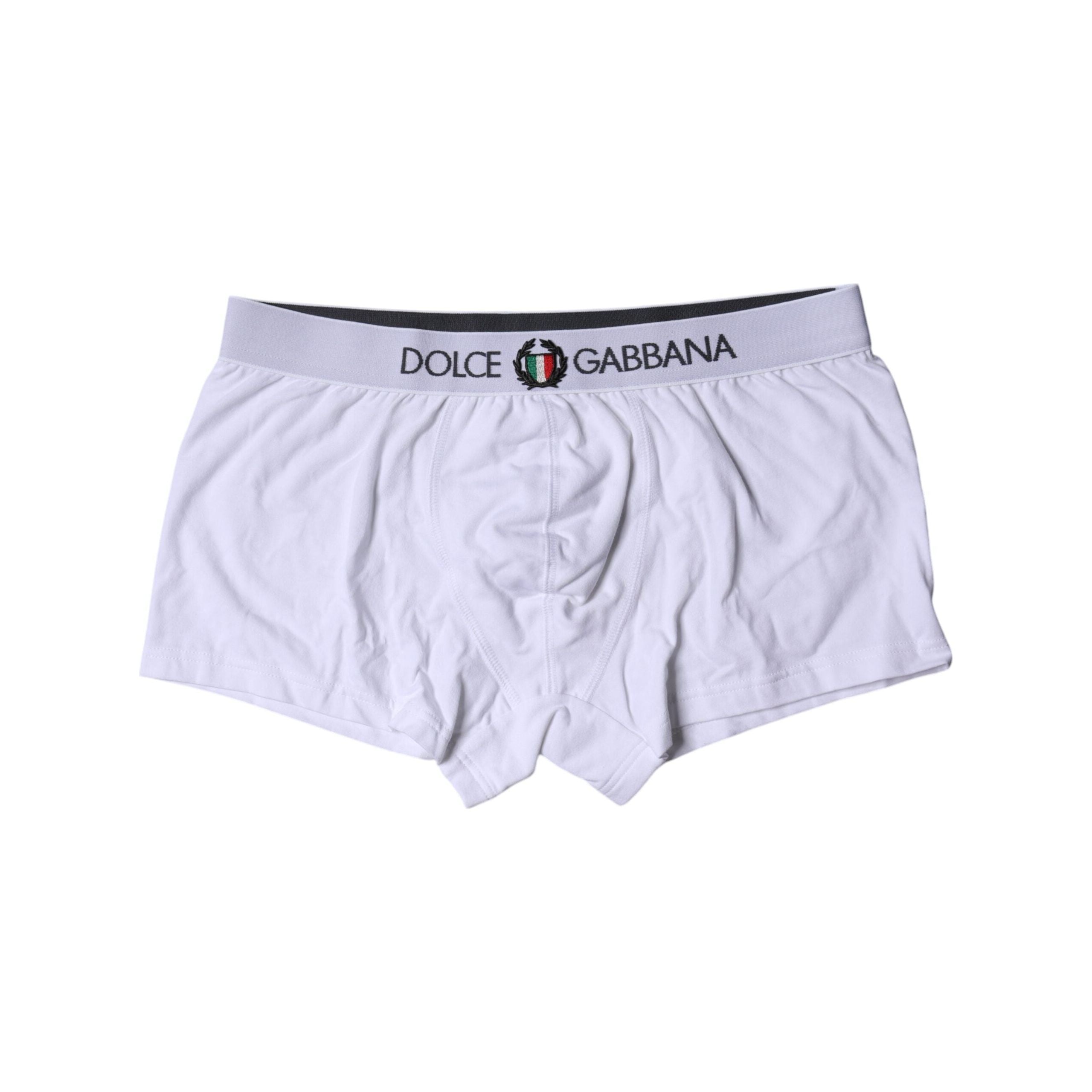 Dolce & Gabbana White Cotton Stretch Regular Boxer Underwear