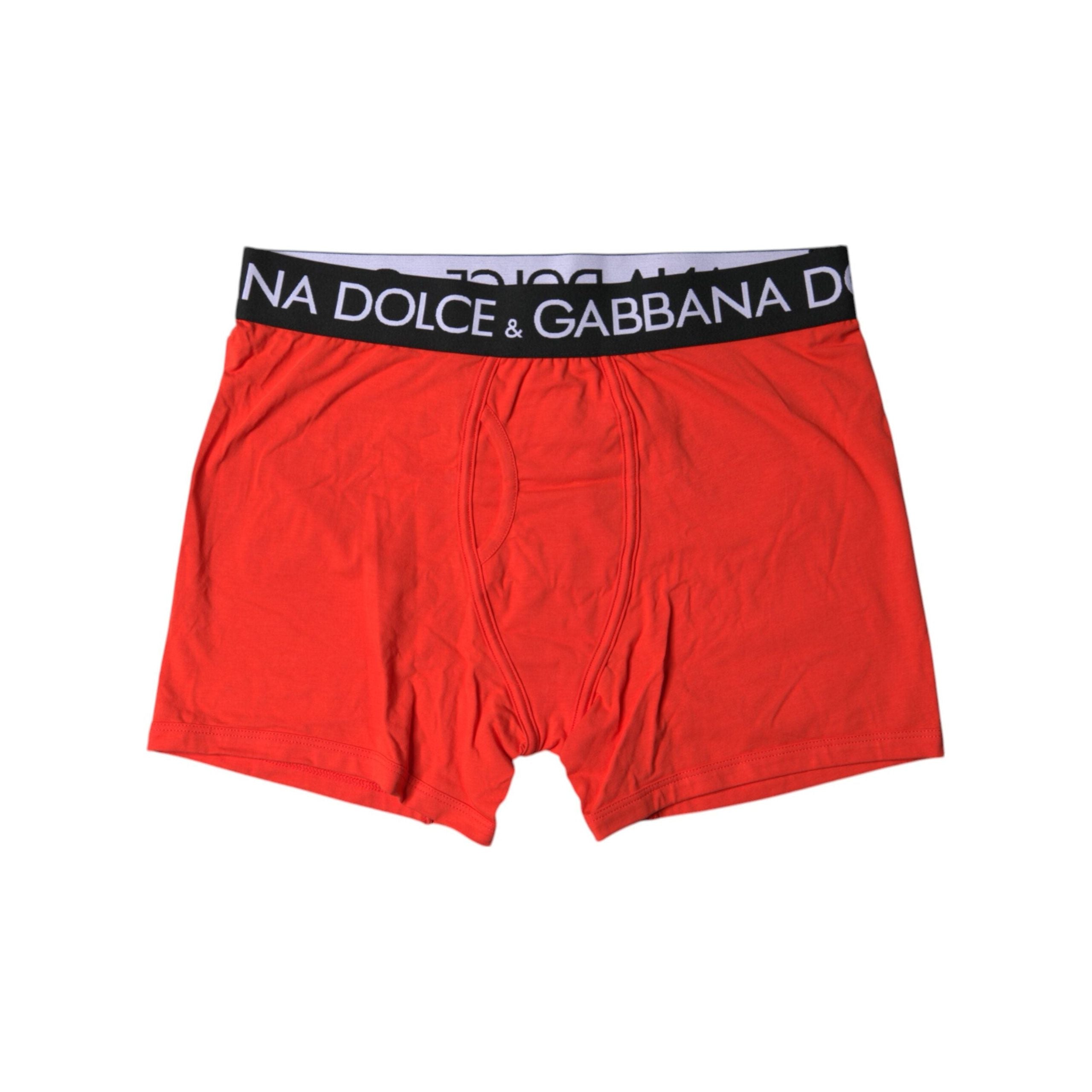 Dolce & Gabbana Red Cotton Stretch Regular Boxer Underwear