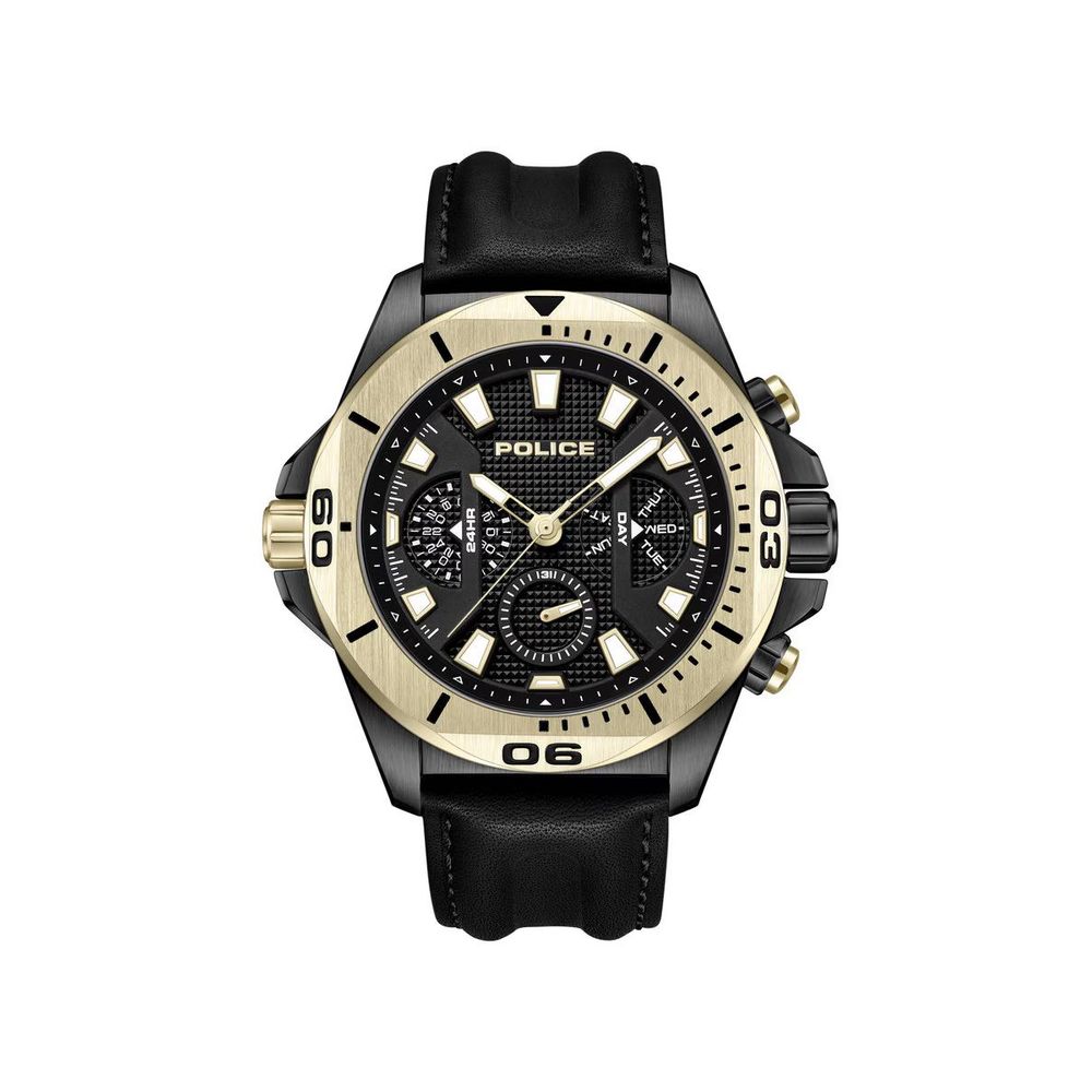 Police Black Leather Leather Watch for Timeless Elegance