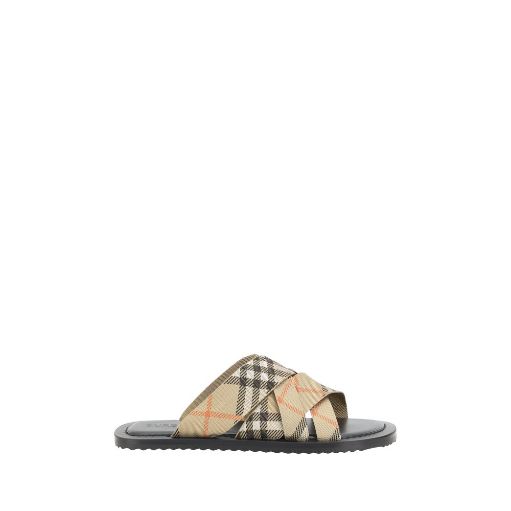 Burberry Beige Canvas Archivio Check Sandals