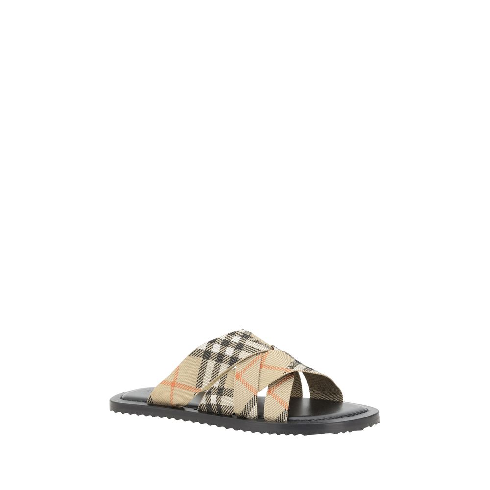 Burberry Beige Canvas Archivio Check Sandals