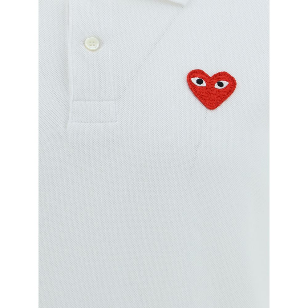 Comme Des Garçons White Cotton Polo Shirt for Elevated Style