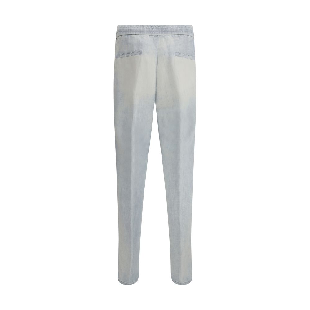 Brunello Cucinelli Blue Cotton Jeans with Drawstring Waistband