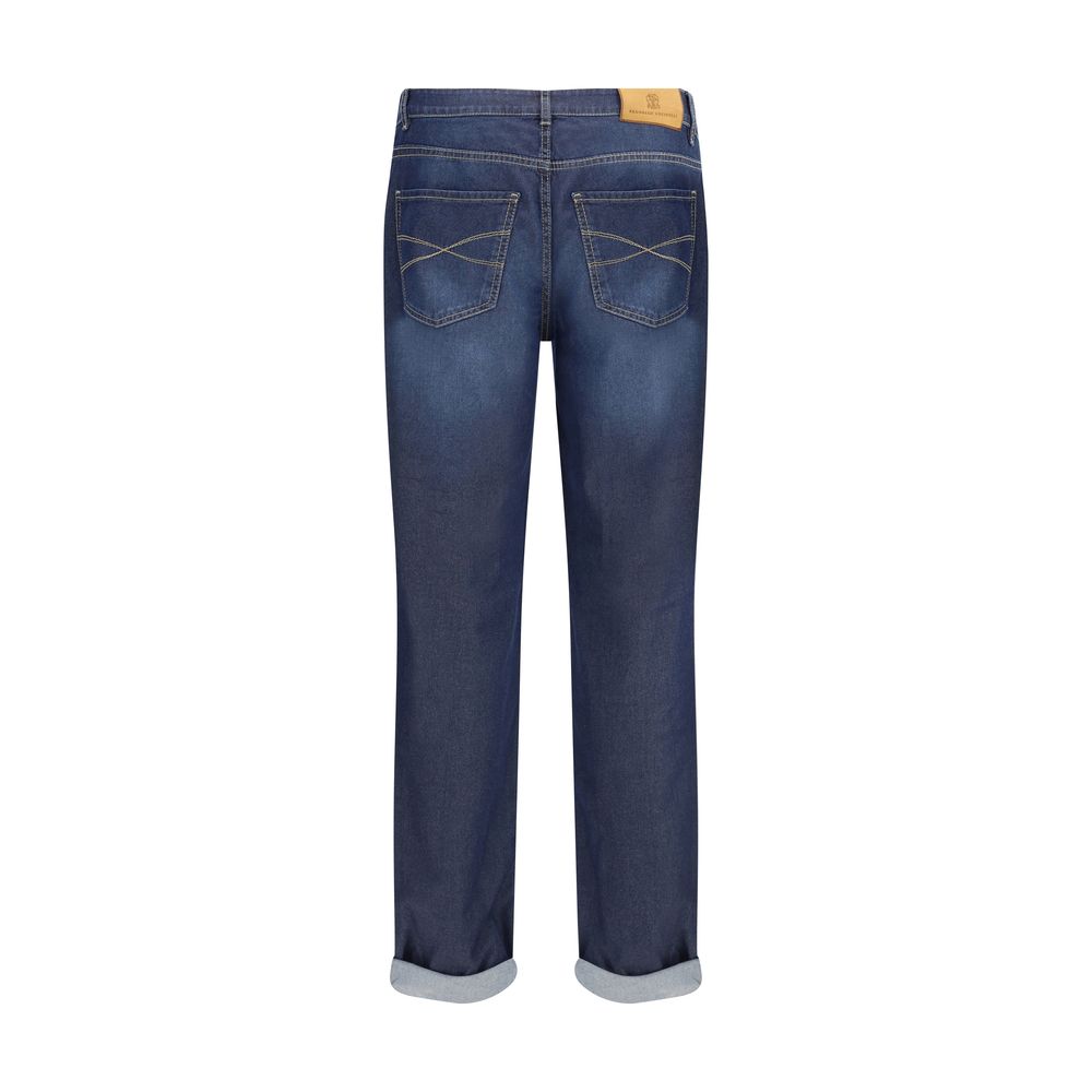 Brunello Cucinelli Blue Cotton Traditional Fit Jeans