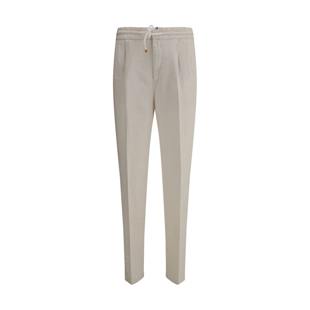 Brunello Cucinelli Beige Linen Pants for Effortless Elegance