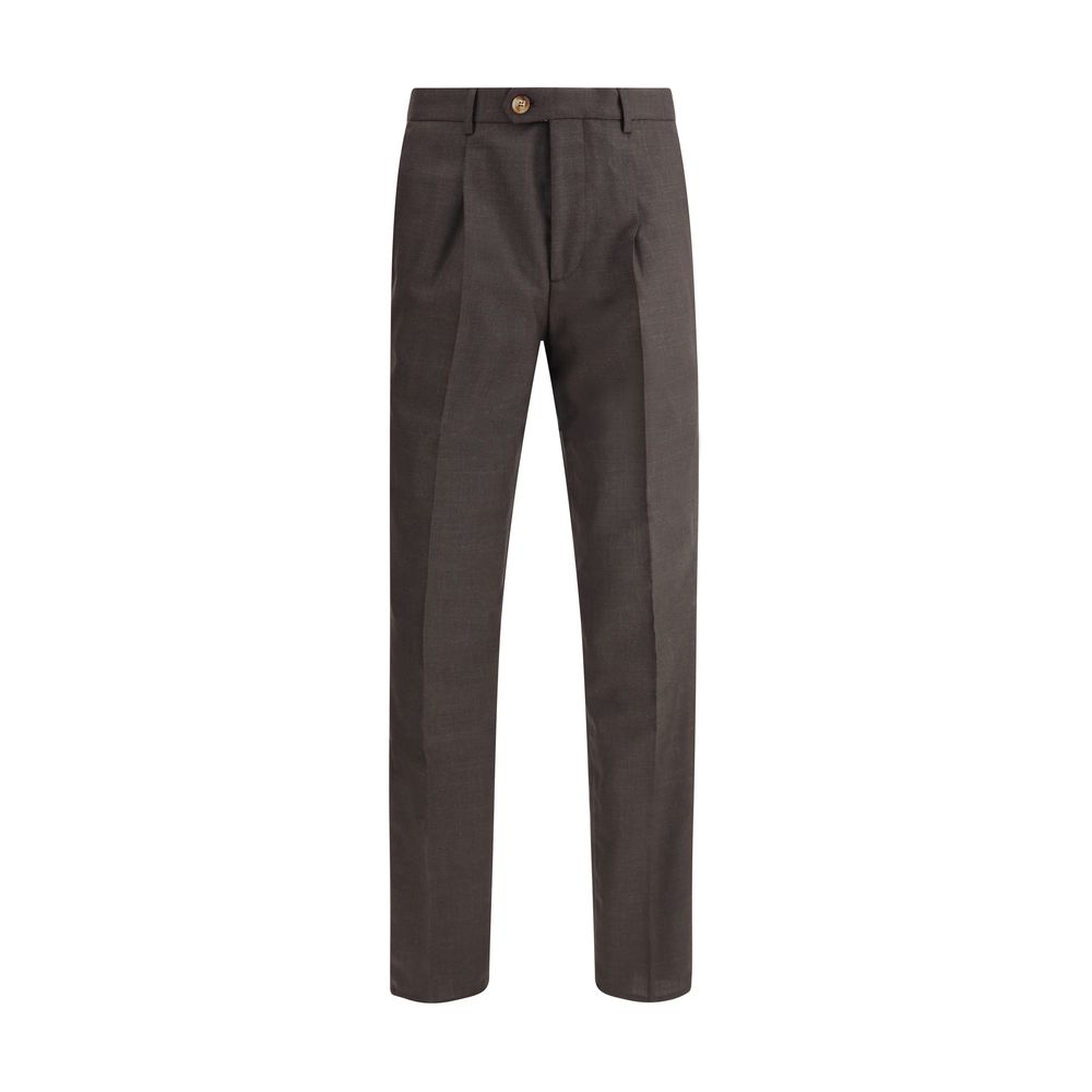 Brunello Cucinelli Grey Virgin Wool Pants for Timeless Elegance