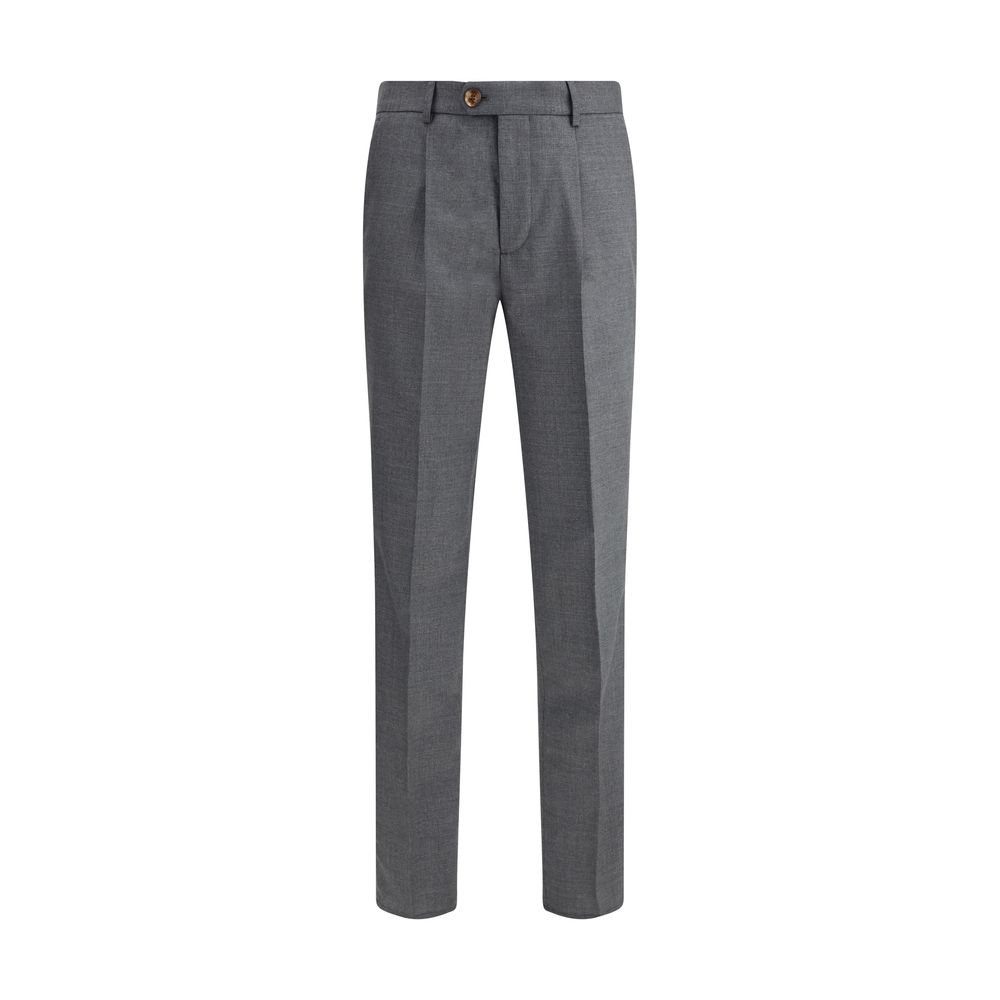 Brunello Cucinelli Grey Virgin Wool Pants for Elevated Style