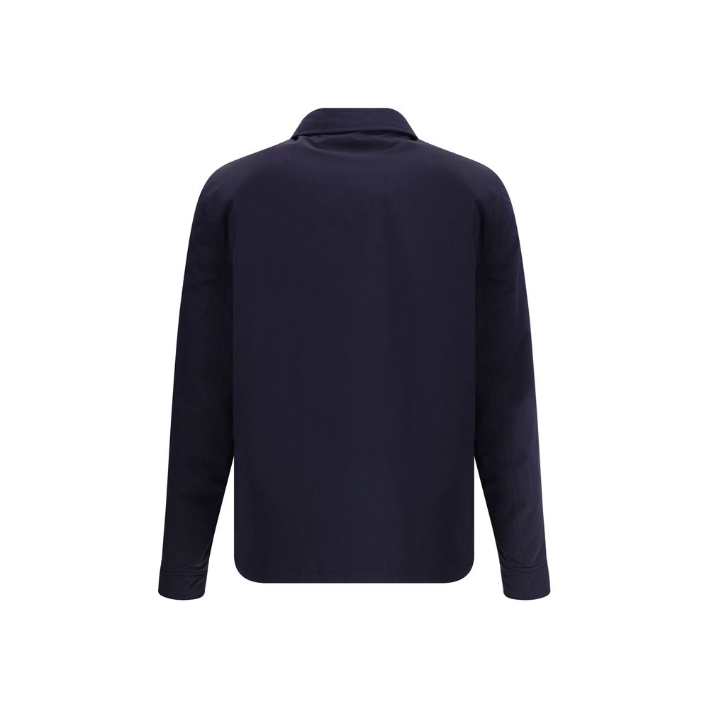 Brunello Cucinelli Navy Microfiber Waterproof Shirt Jacket