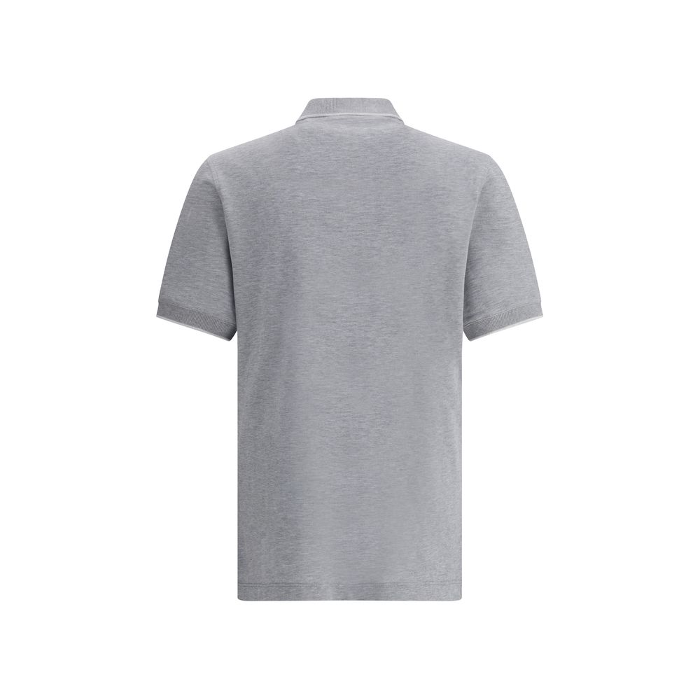 Brunello Cucinelli Navy Cotton Polo Shirt for Refined Elegance