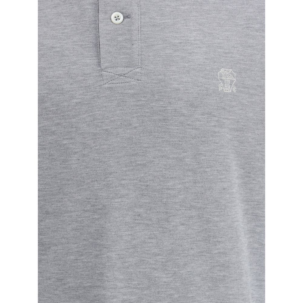 Brunello Cucinelli Navy Cotton Polo Shirt for Refined Elegance