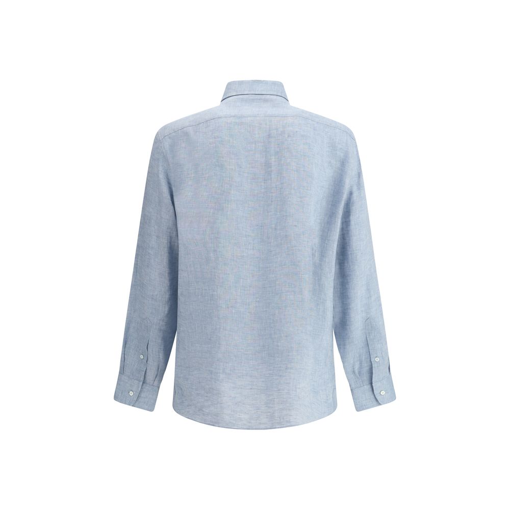 Brunello Cucinelli White Linen Shirt with Exquisite Mélange Texture