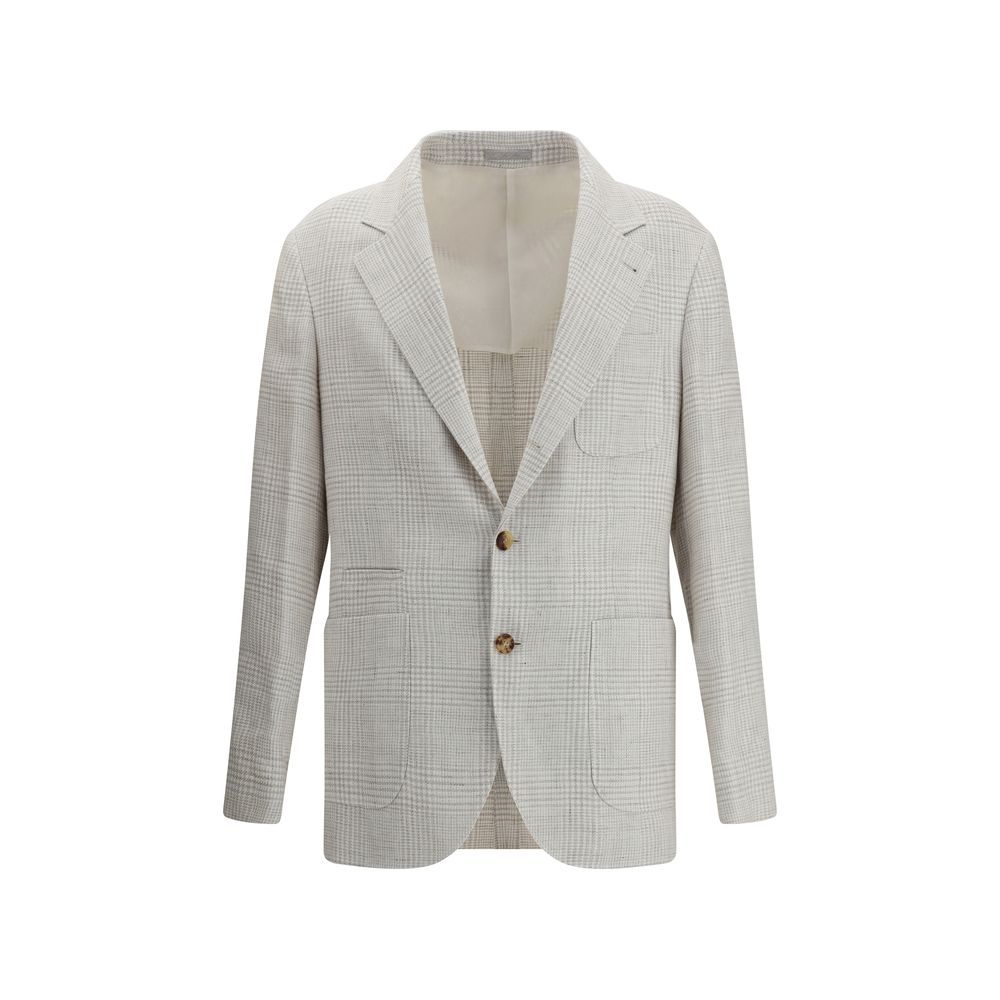 Brunello Cucinelli Grey Linen Blazer for Elegance