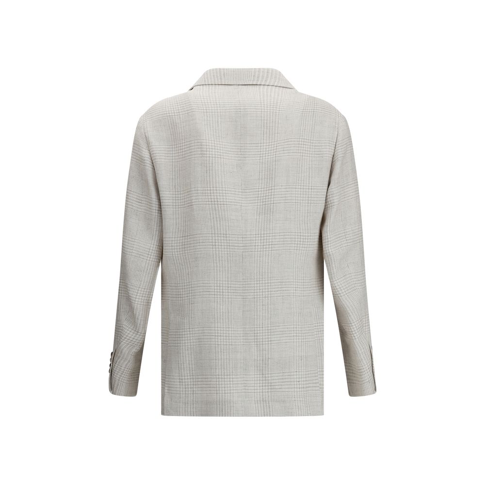 Brunello Cucinelli Grey Linen Blazer for Elegance