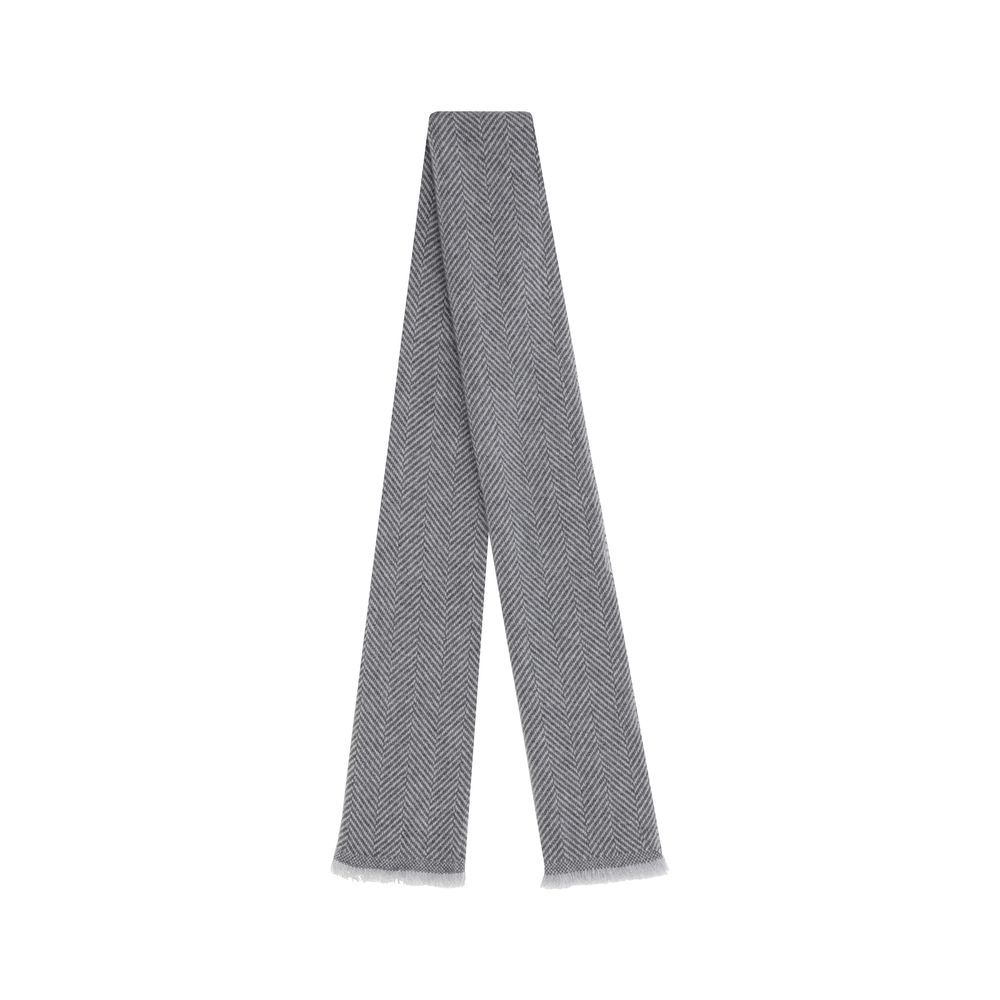 Brunello Cucinelli Grey Linen and Cashmere Scarf Elegance